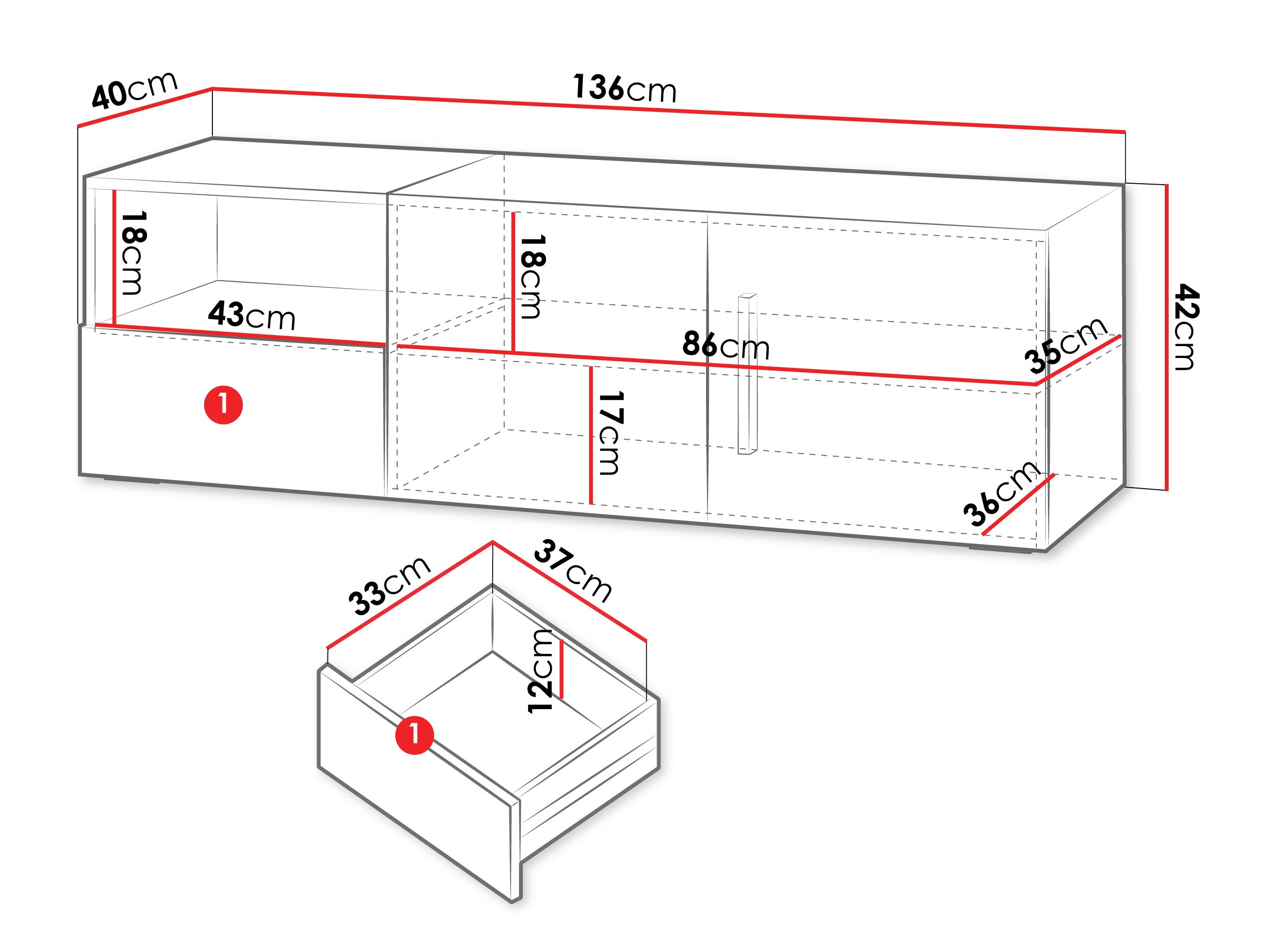 TV stand Etruva 108 (Cashmere + Oak)