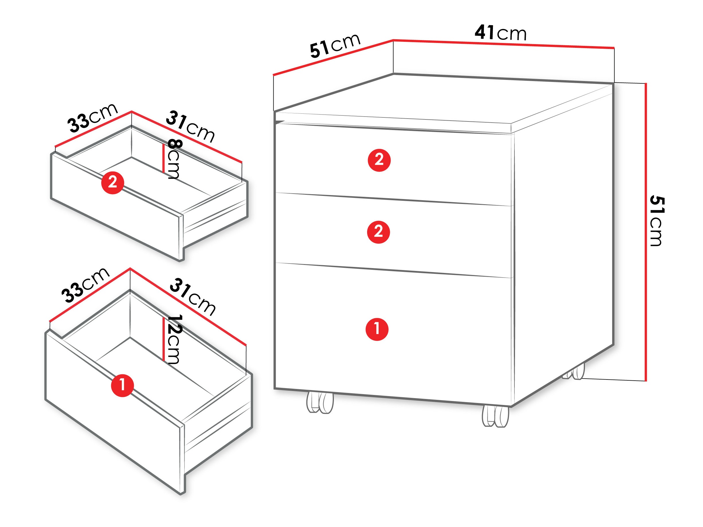 Under-desk pedestal Etruva 114