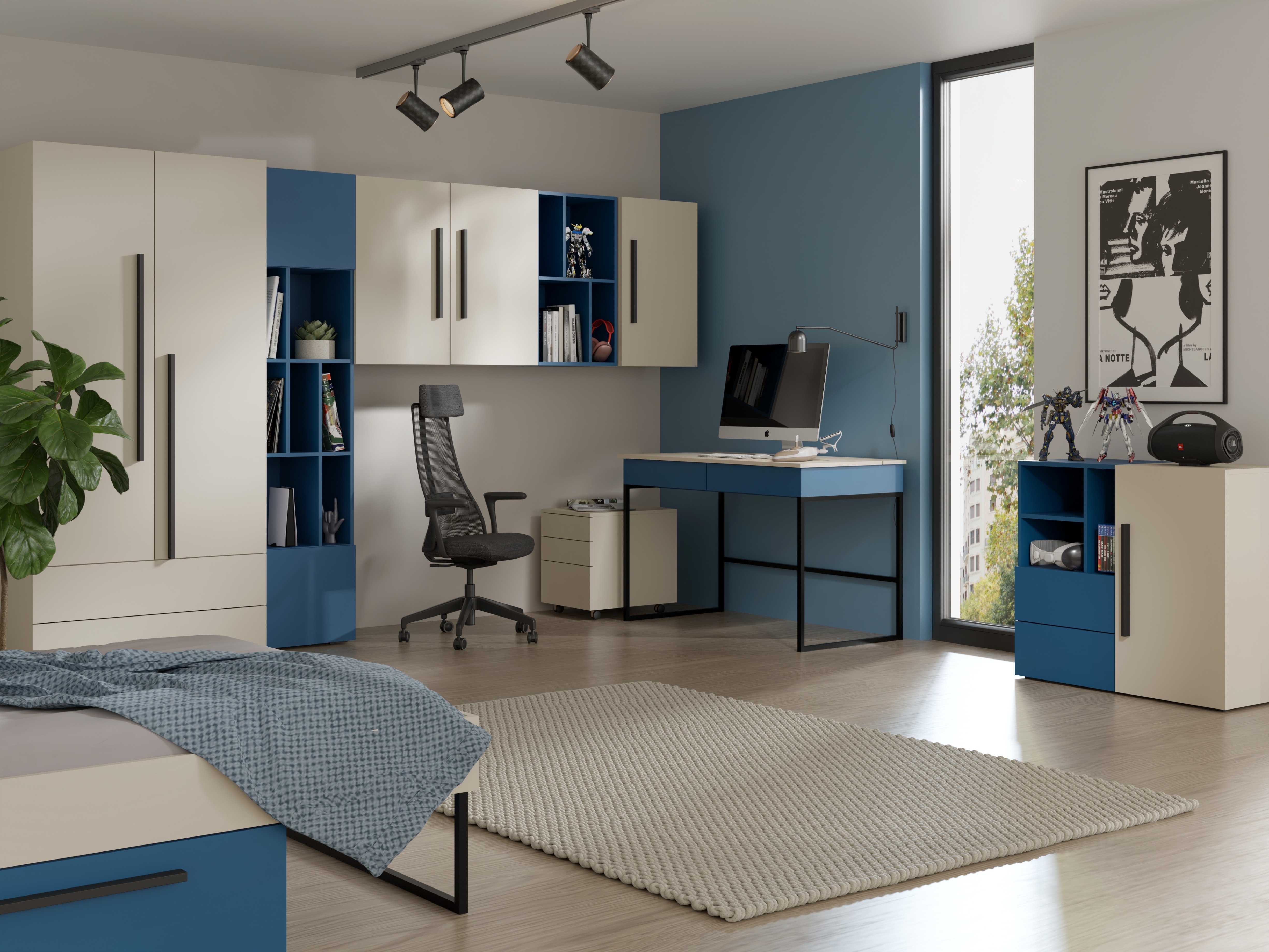 Chest of drawers Etruva 107 (Cashmere + Blue)