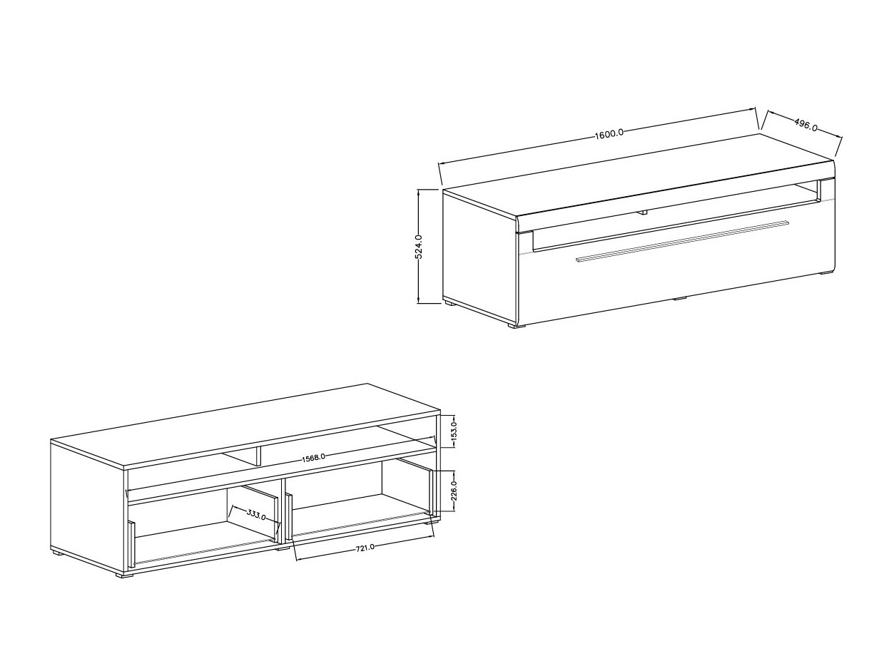 TV stand Ophsalu 104 (White + Glossy white)