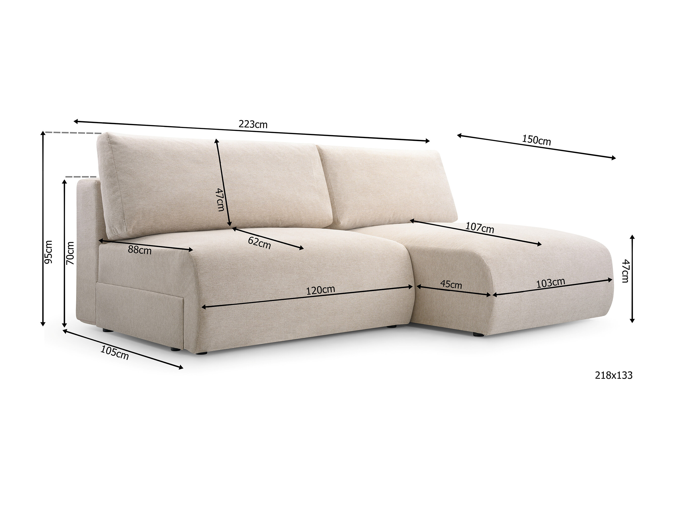 Corner sofa Lufkin 154 (Aragon 01)
