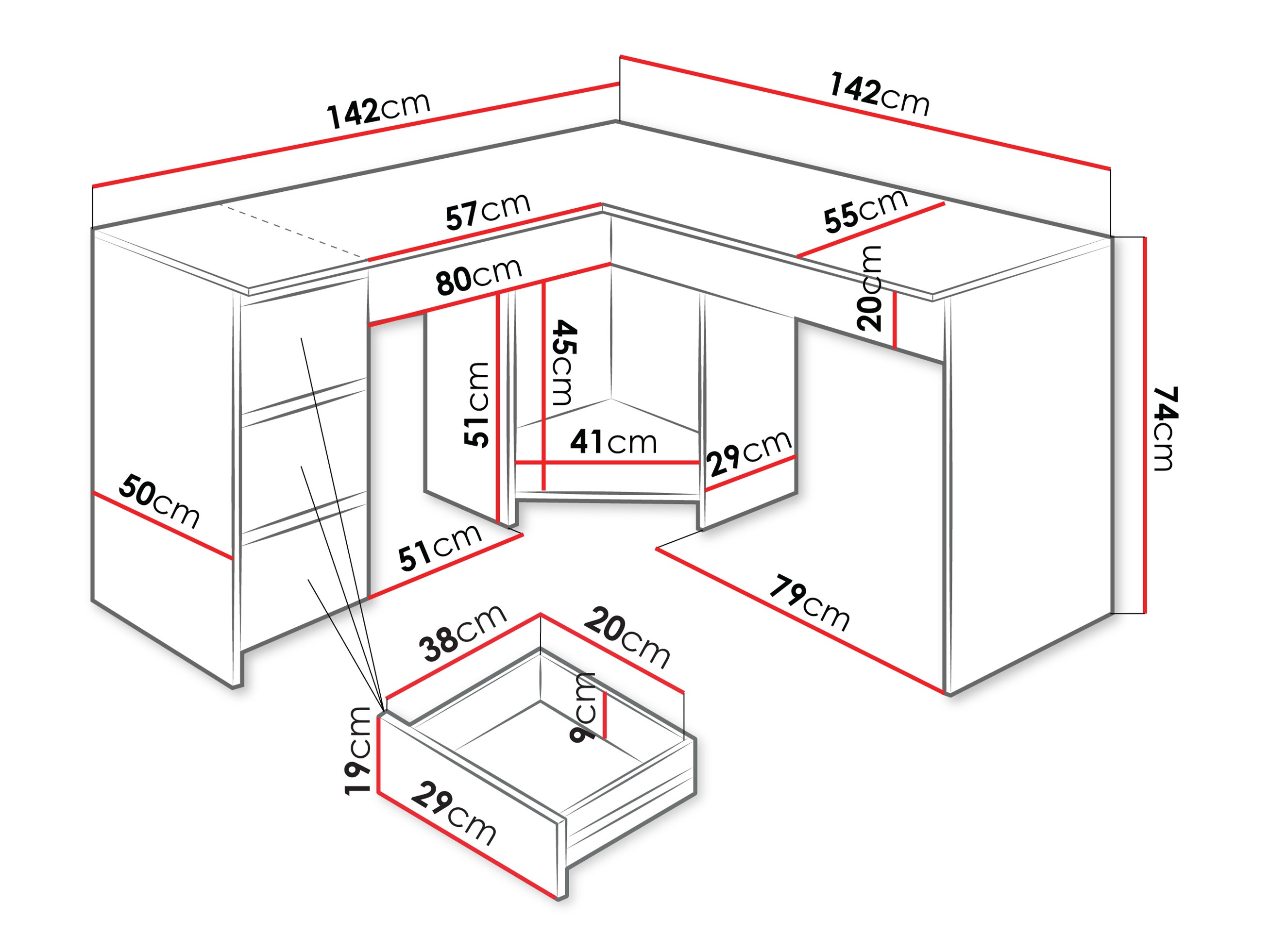 Corner desk Comfivo 576 (Black)