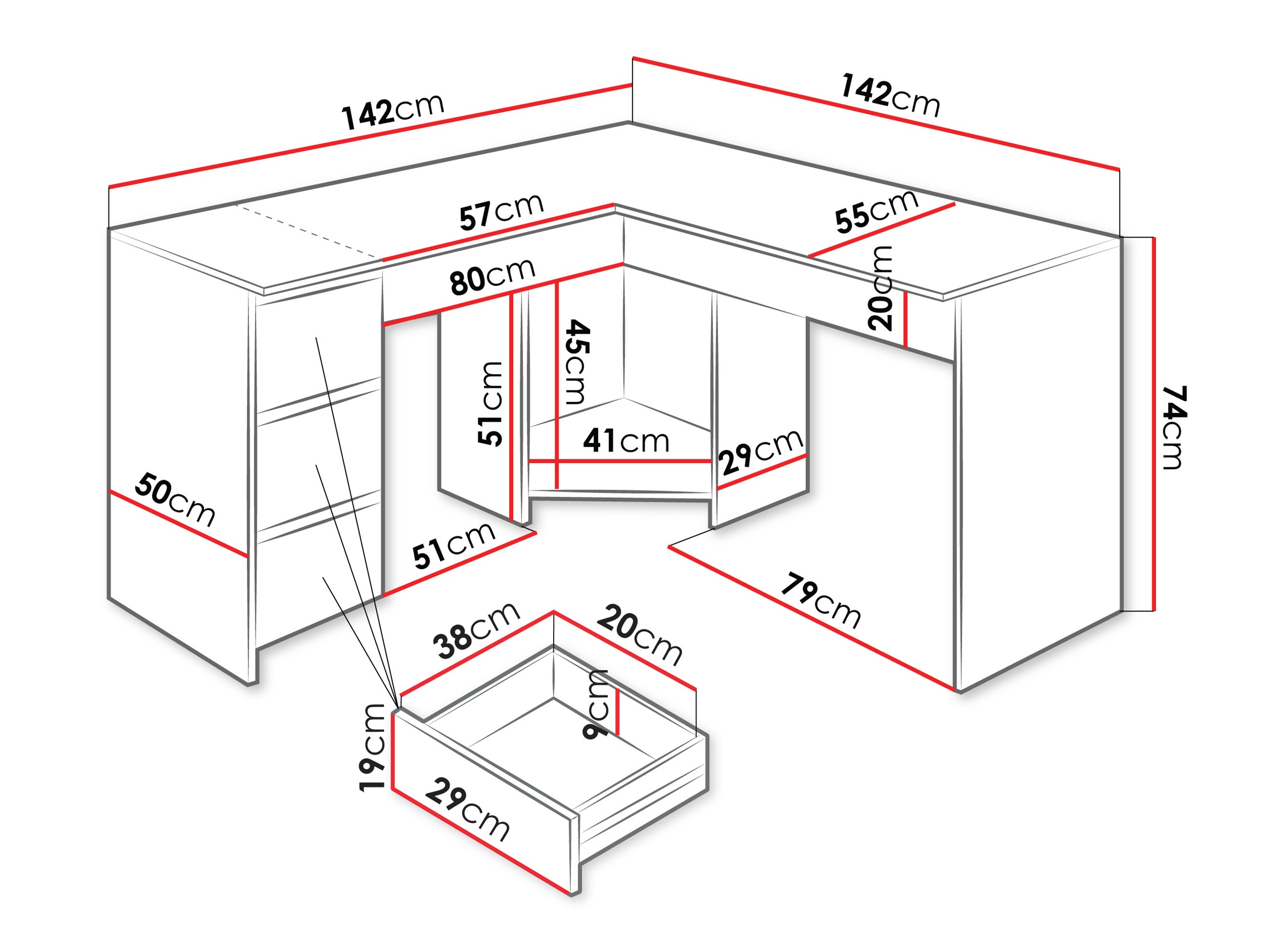 Corner desk Comfivo 576 (White)