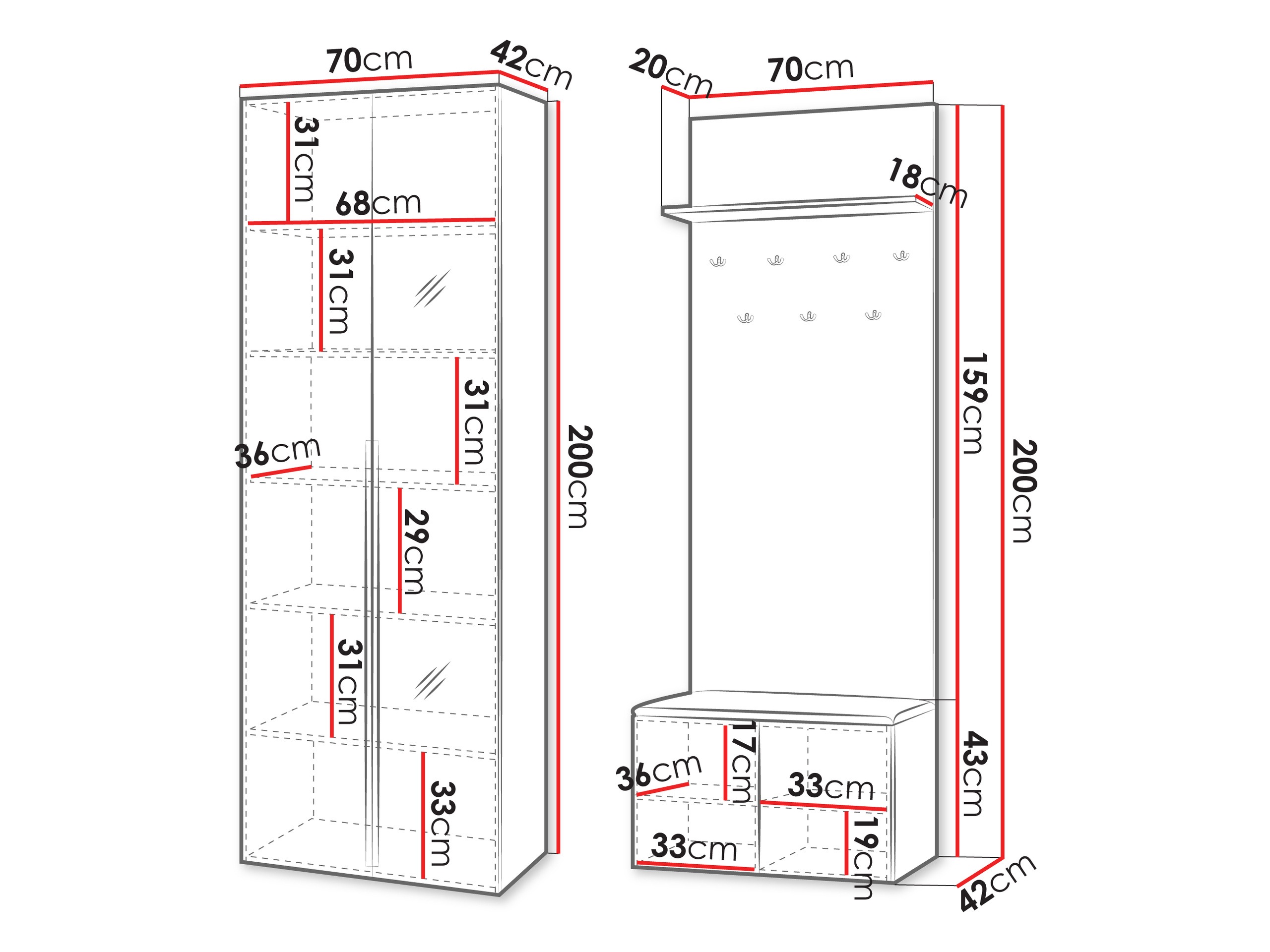 Hallway set Comfivo 583 (Beige)
