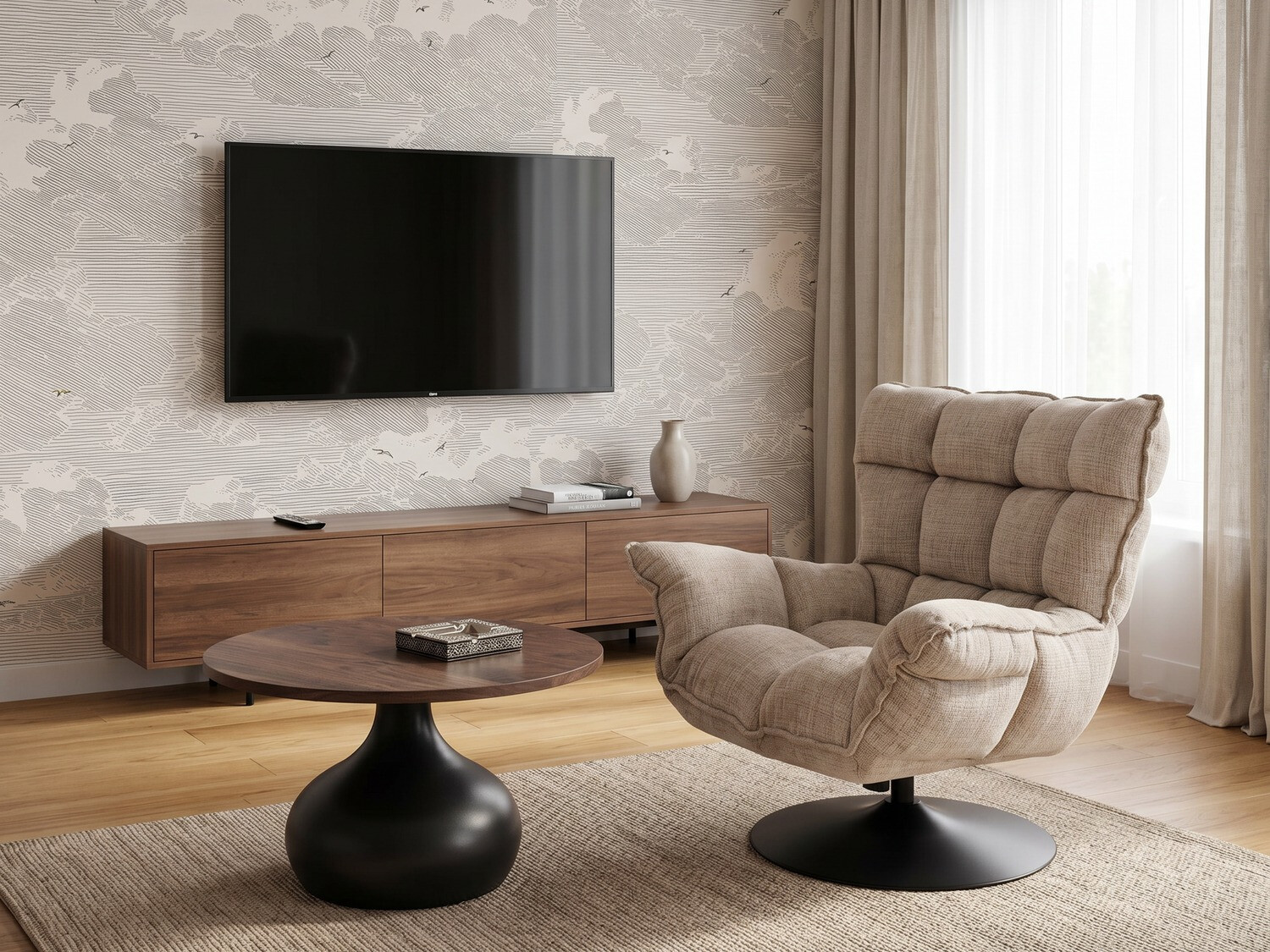 Coffee table Houston 2192 (Black + Walnut)