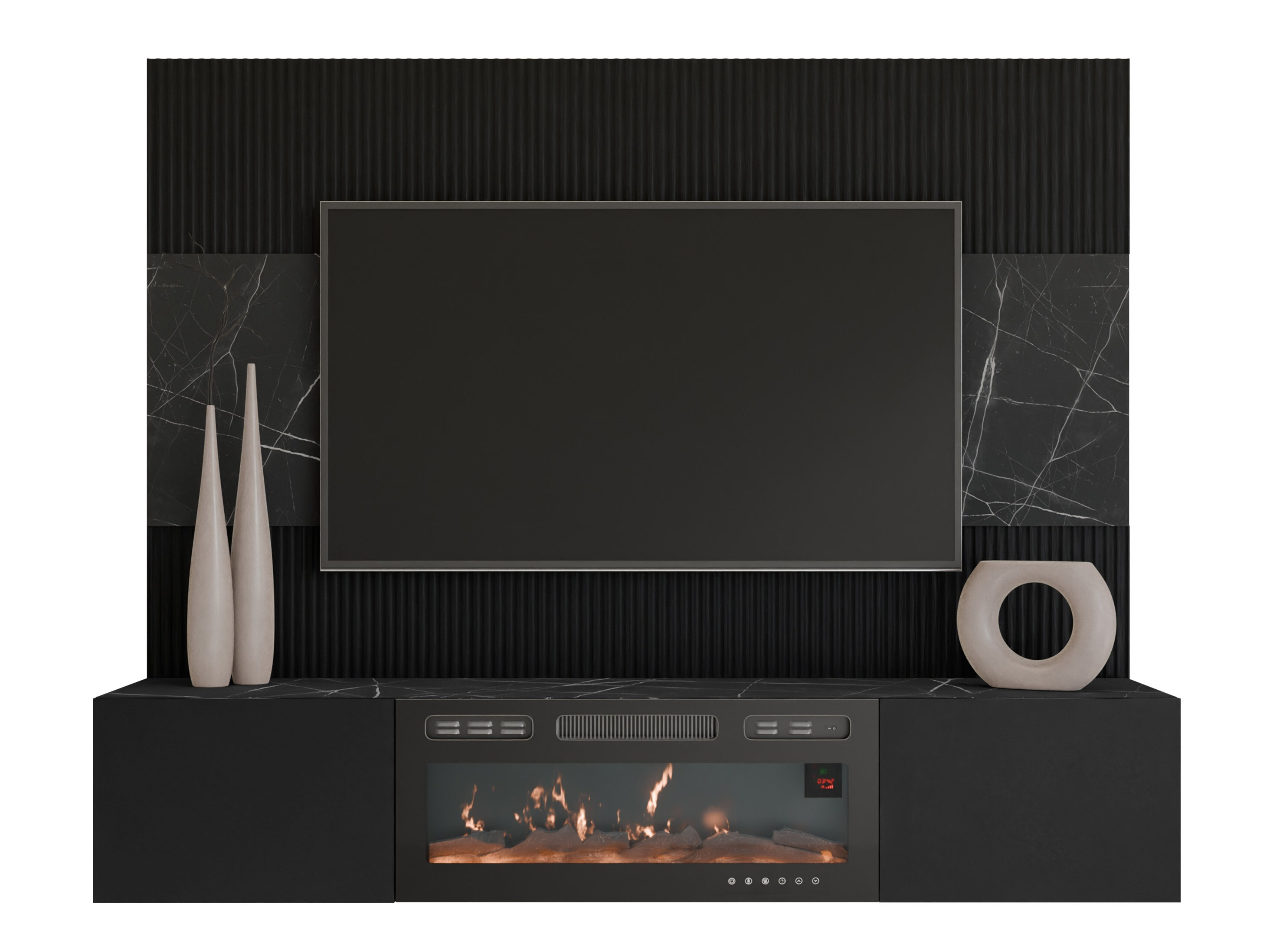 Living room set Comfivo Salix VII (Black + Black marble)
