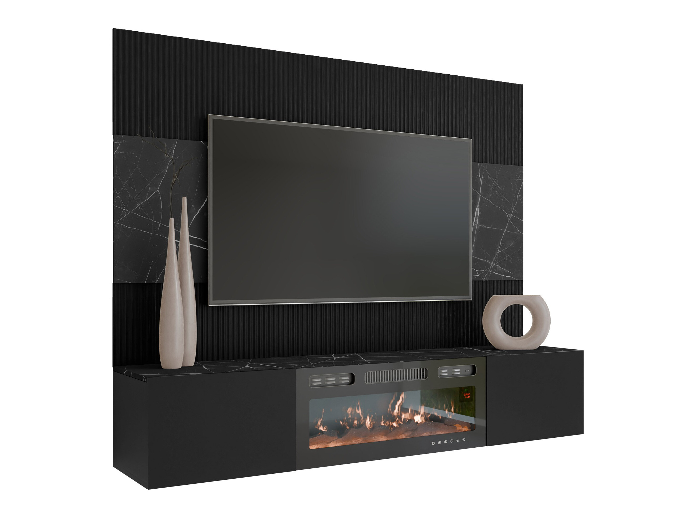 Living room set Comfivo Salix VII (Black + Black marble)