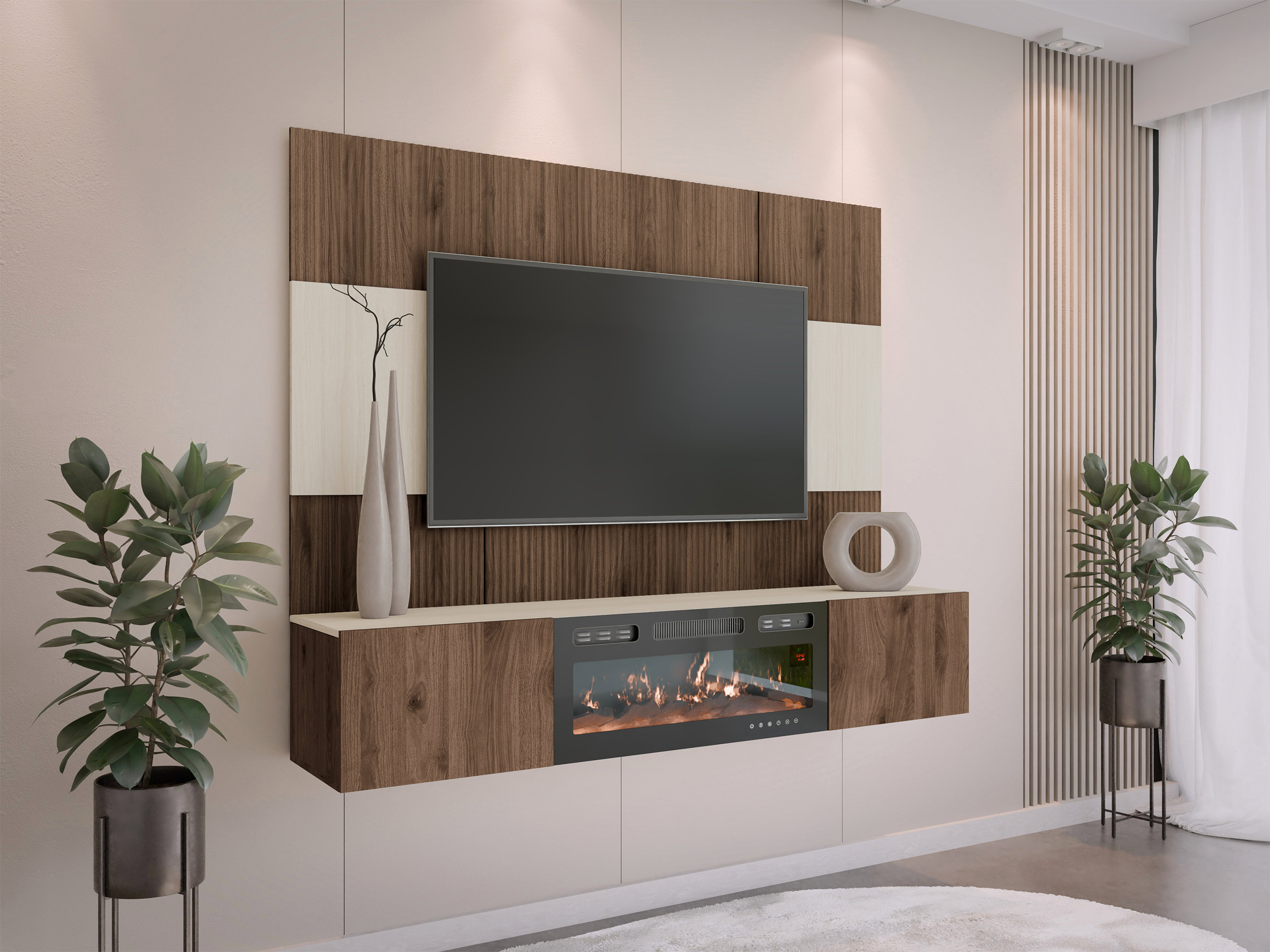 Living room set Comfivo Salix VII (Walnut + Light Travertine)