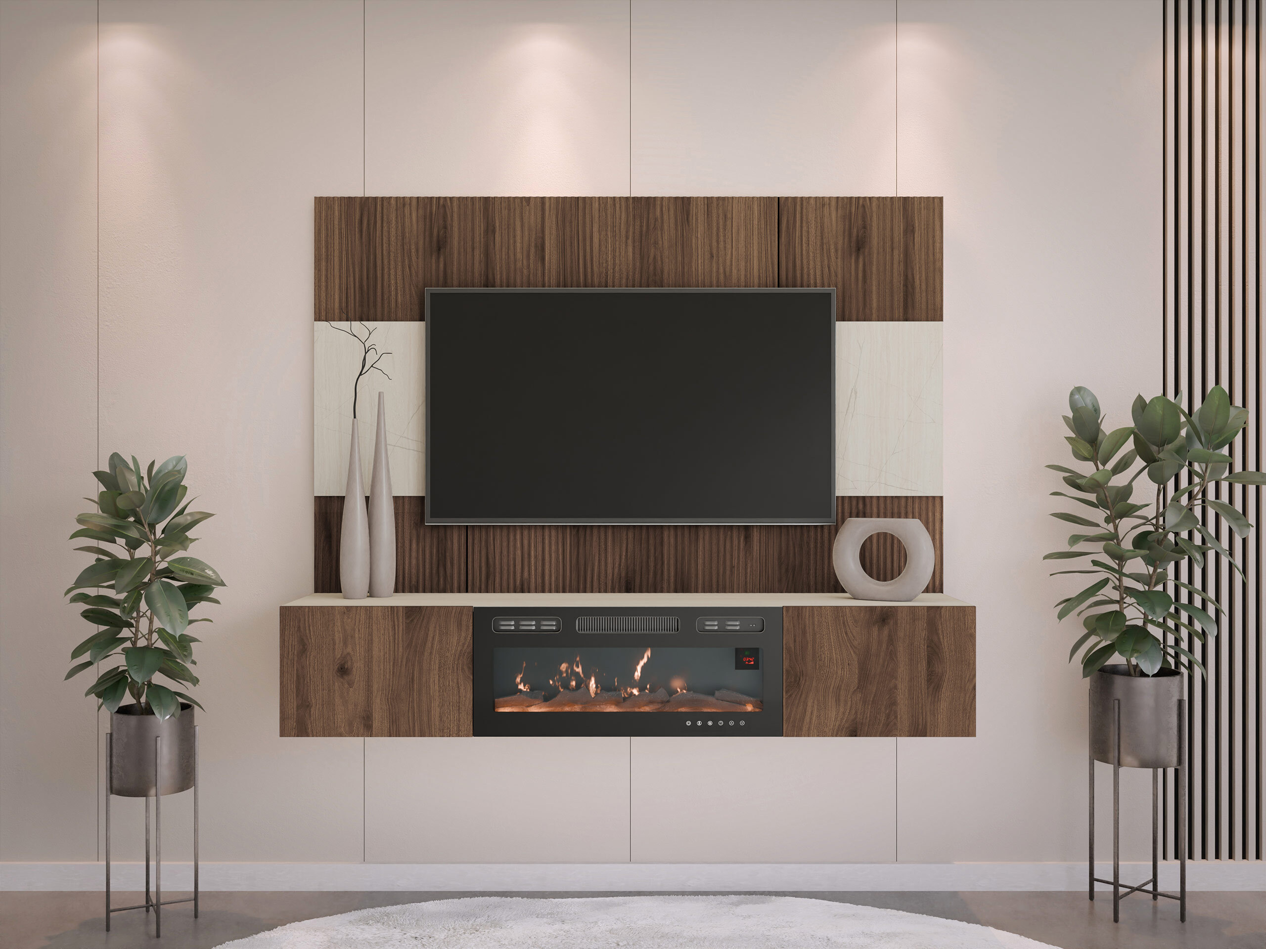 Living room set Comfivo Salix VII (Walnut + Light Travertine)