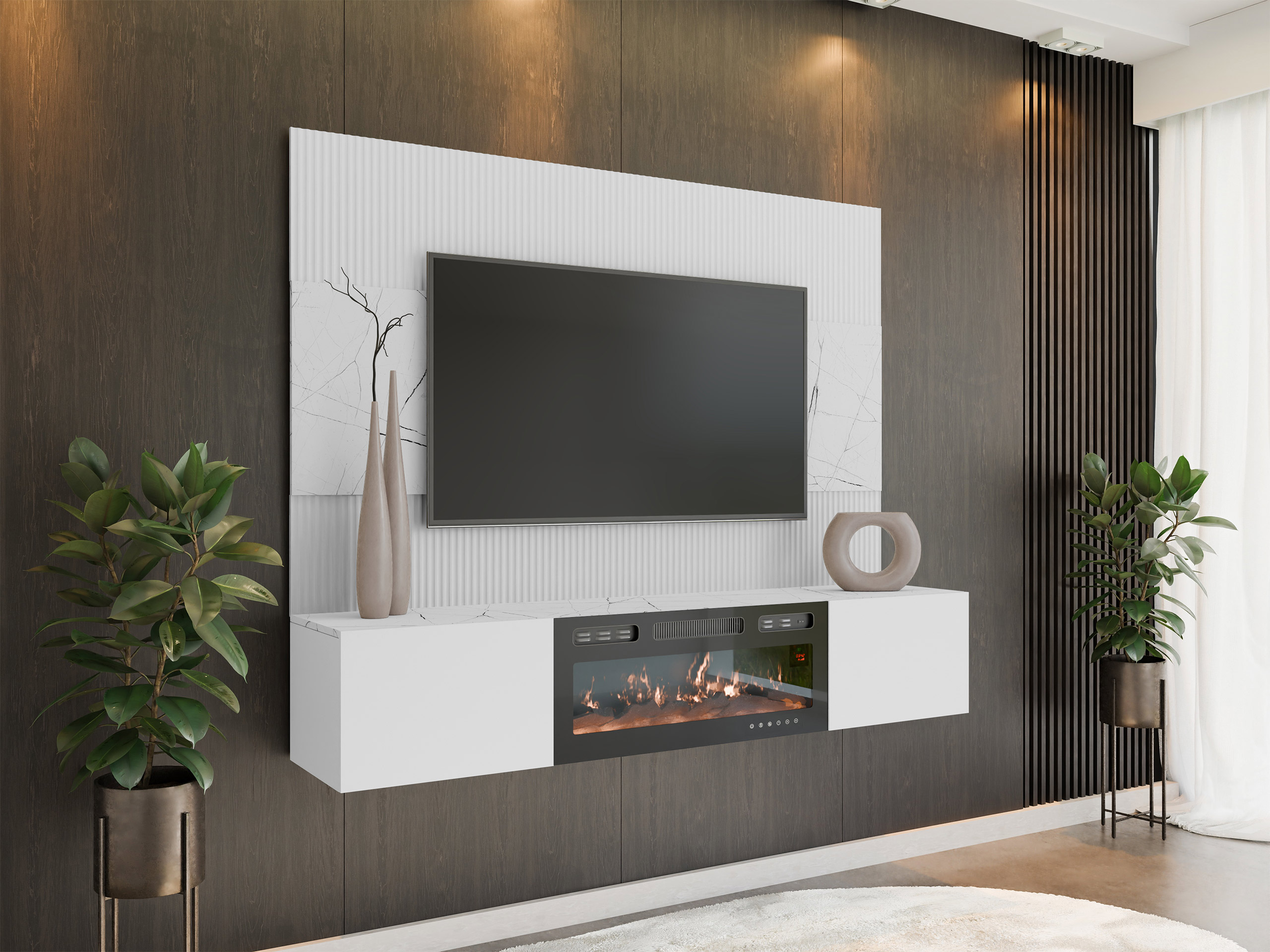 Living room set Comfivo Salix VII (White + White marble)