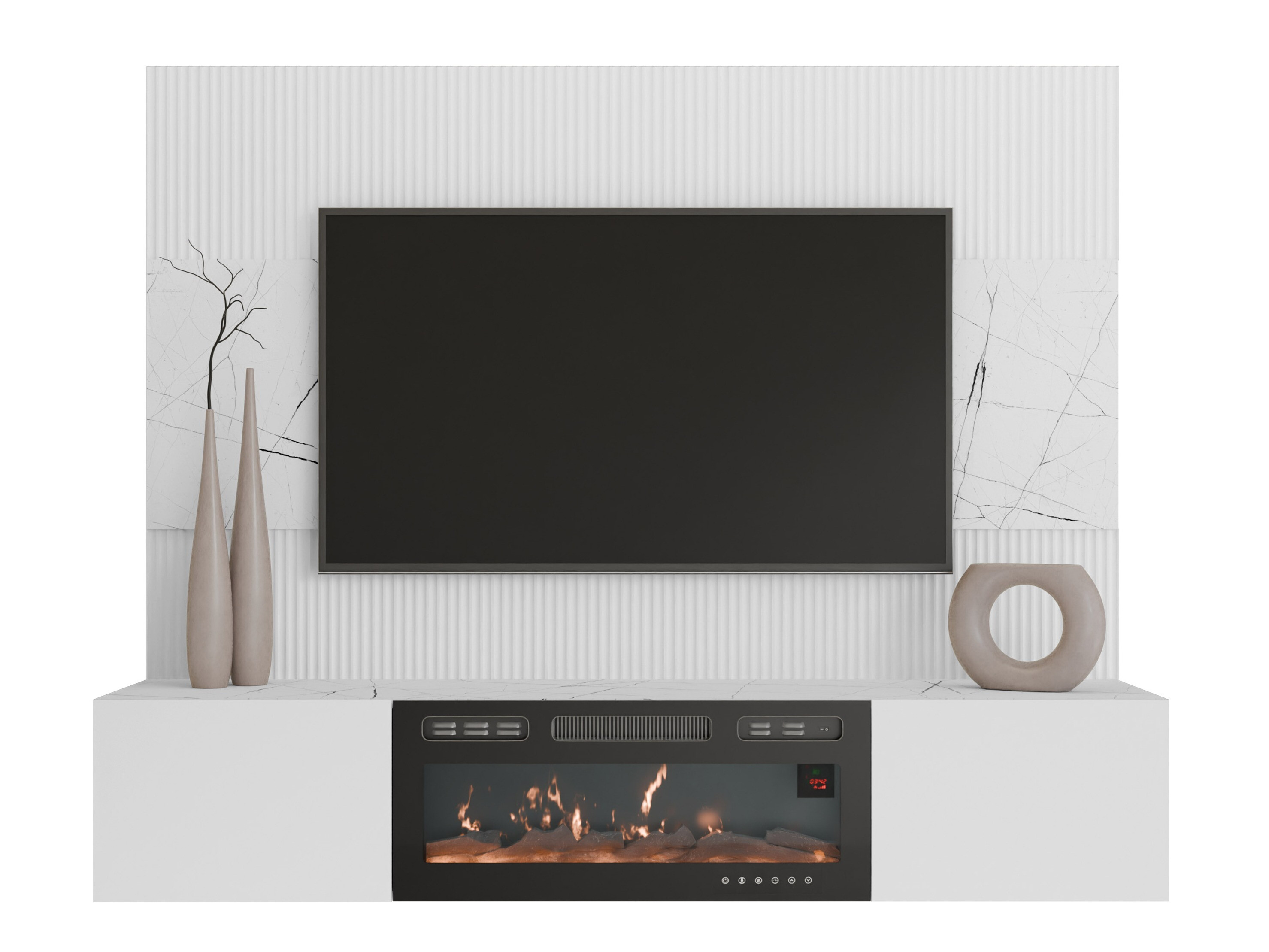 Living room set Comfivo Salix VII (White + White marble)