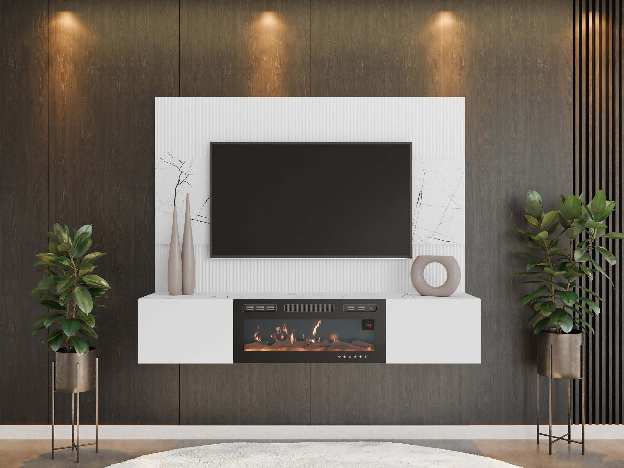 Living room set Comfivo Salix VII (White + White marble)