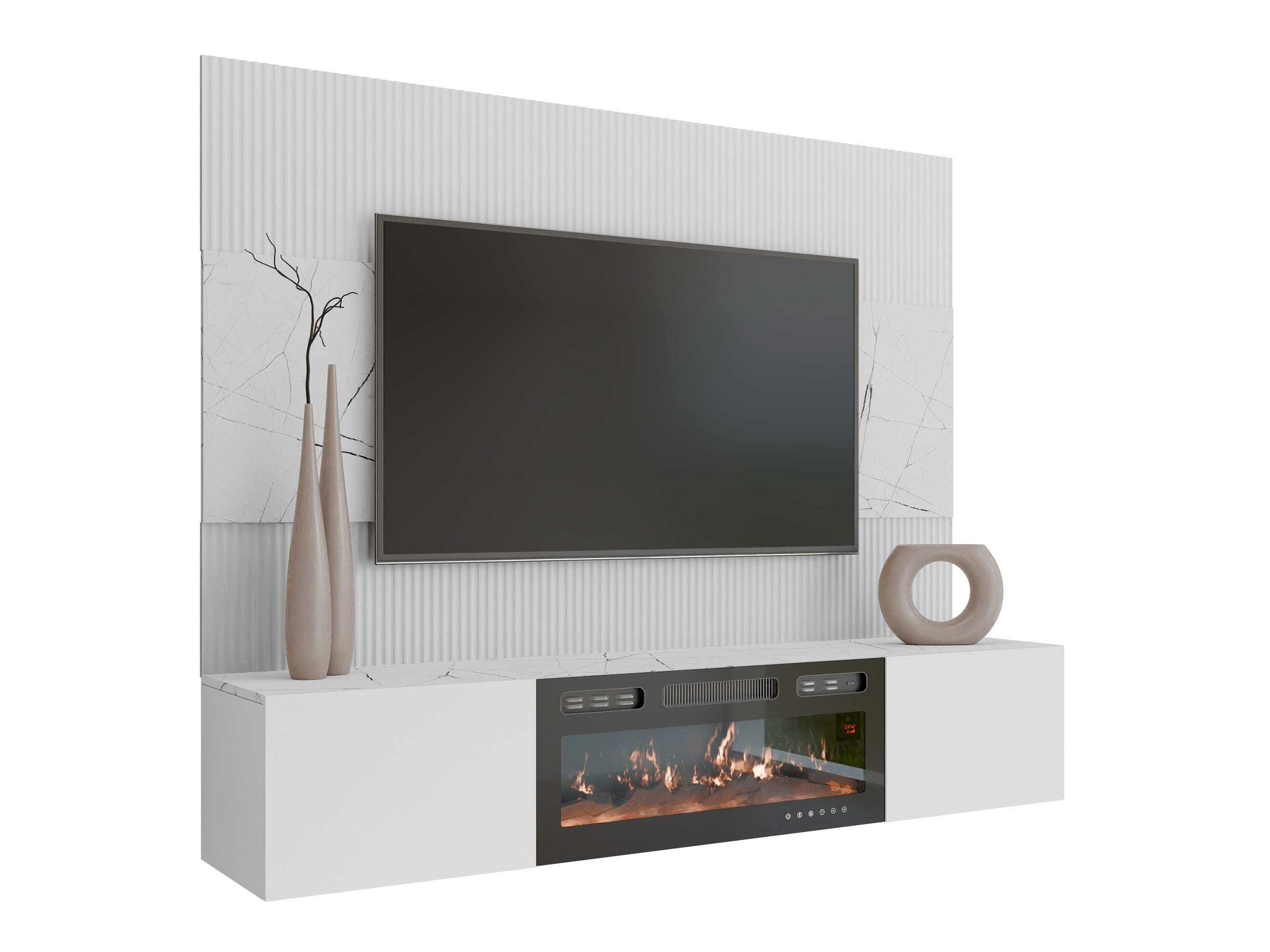 Living room set Comfivo Salix VII (White + White marble)