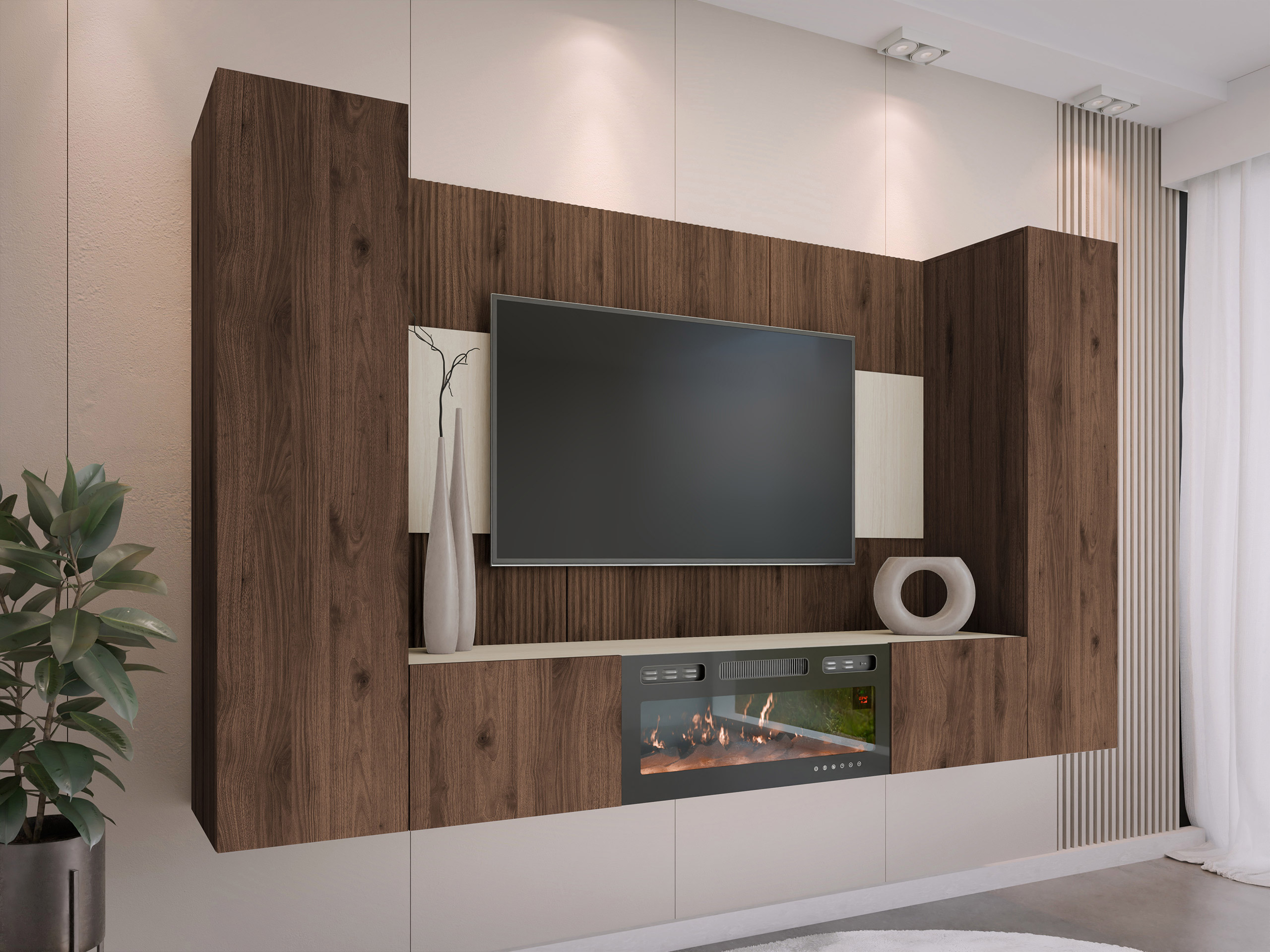 Living room set Comfivo Salix VIII (Walnut + Light Travertine)