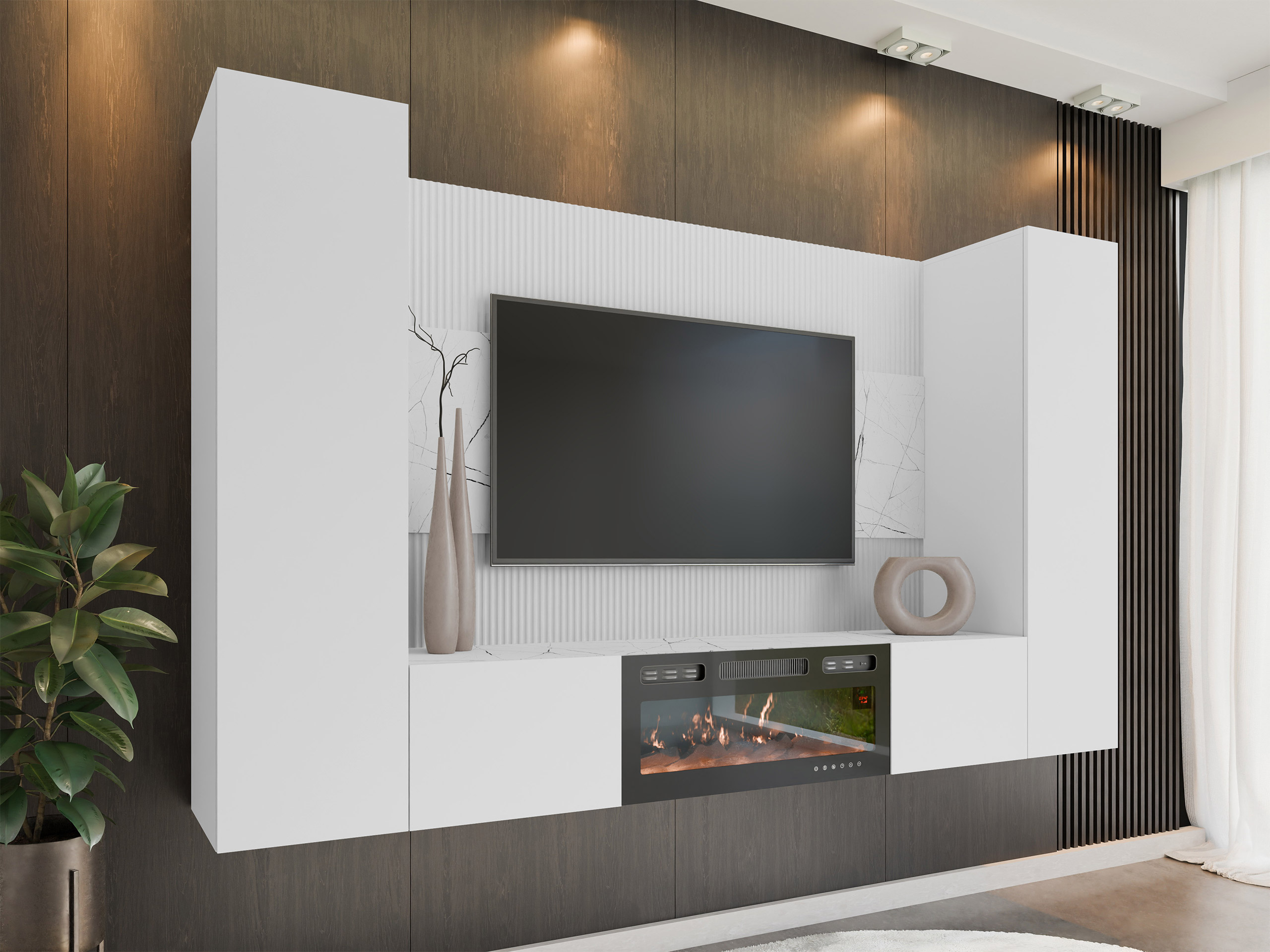 Living room set Comfivo Salix VIII (White + White marble)
