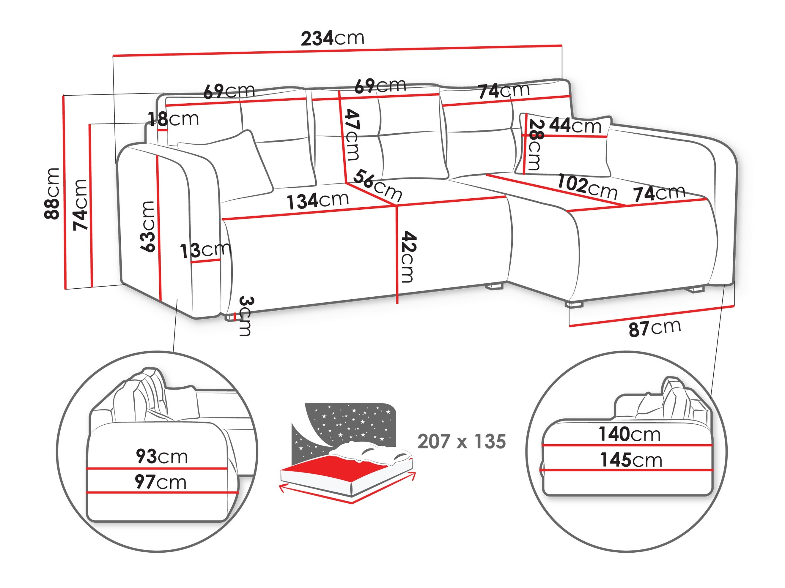 Corner sofa Delano 100 (Poso 135)