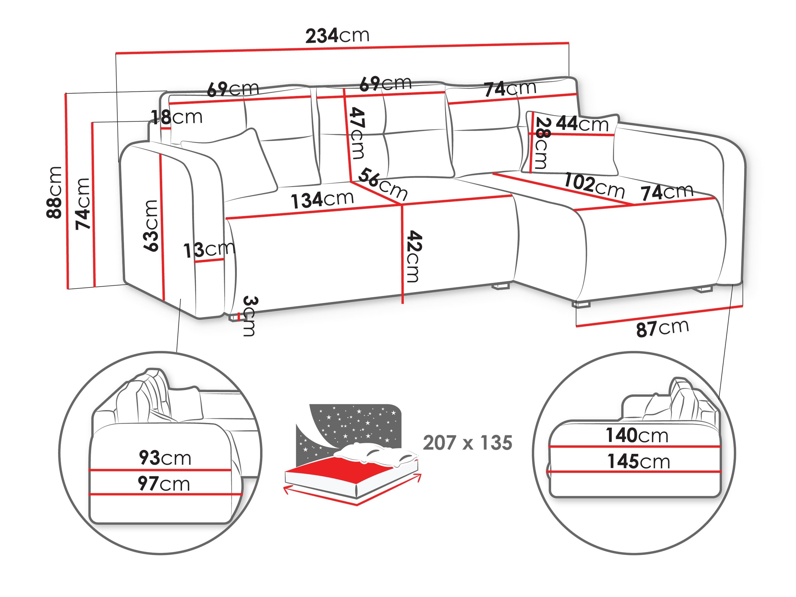 Corner sofa Delano 100 (Poso 135)