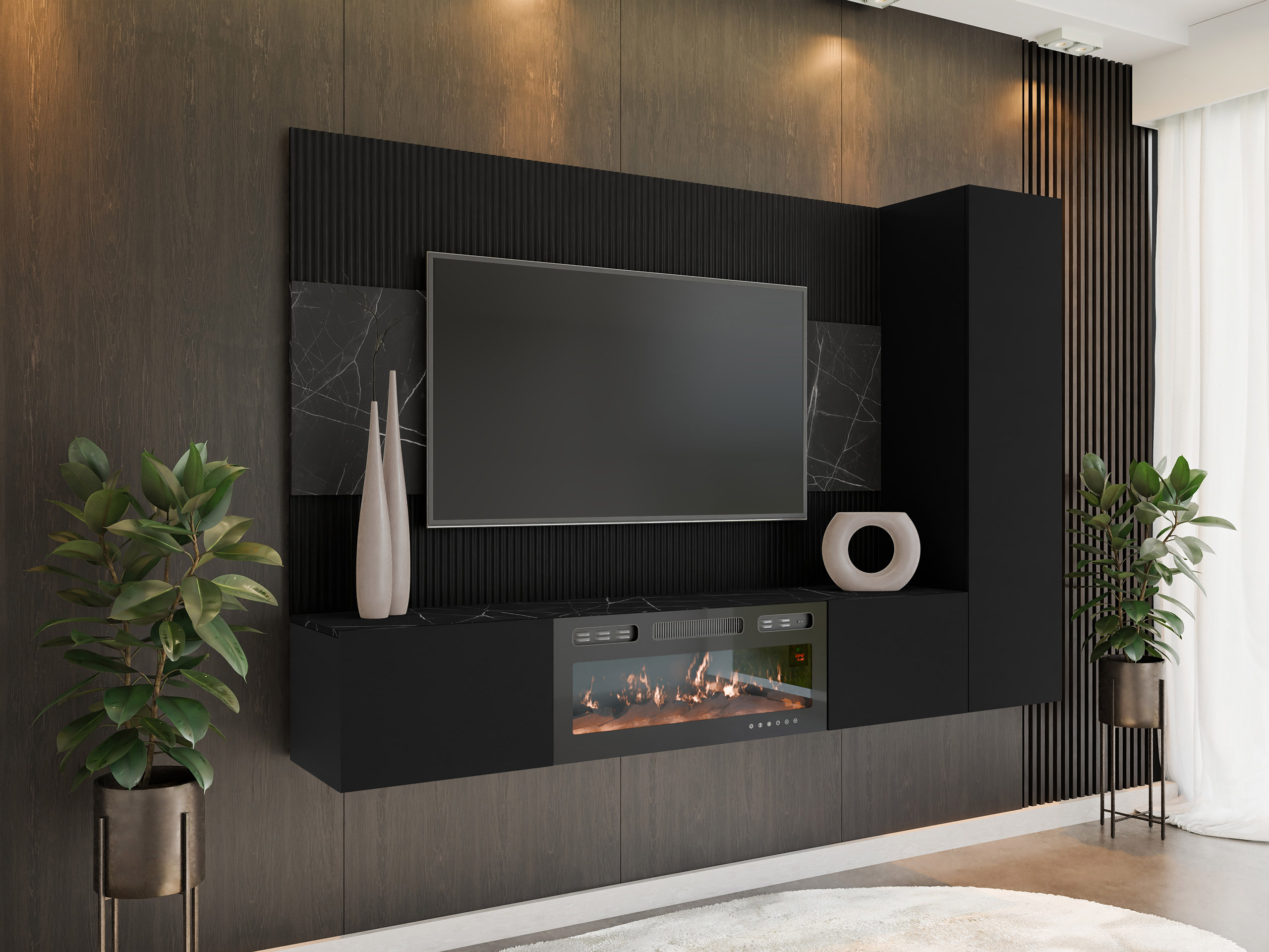 Living room set Comfivo Salix IX (Black + Black marble)