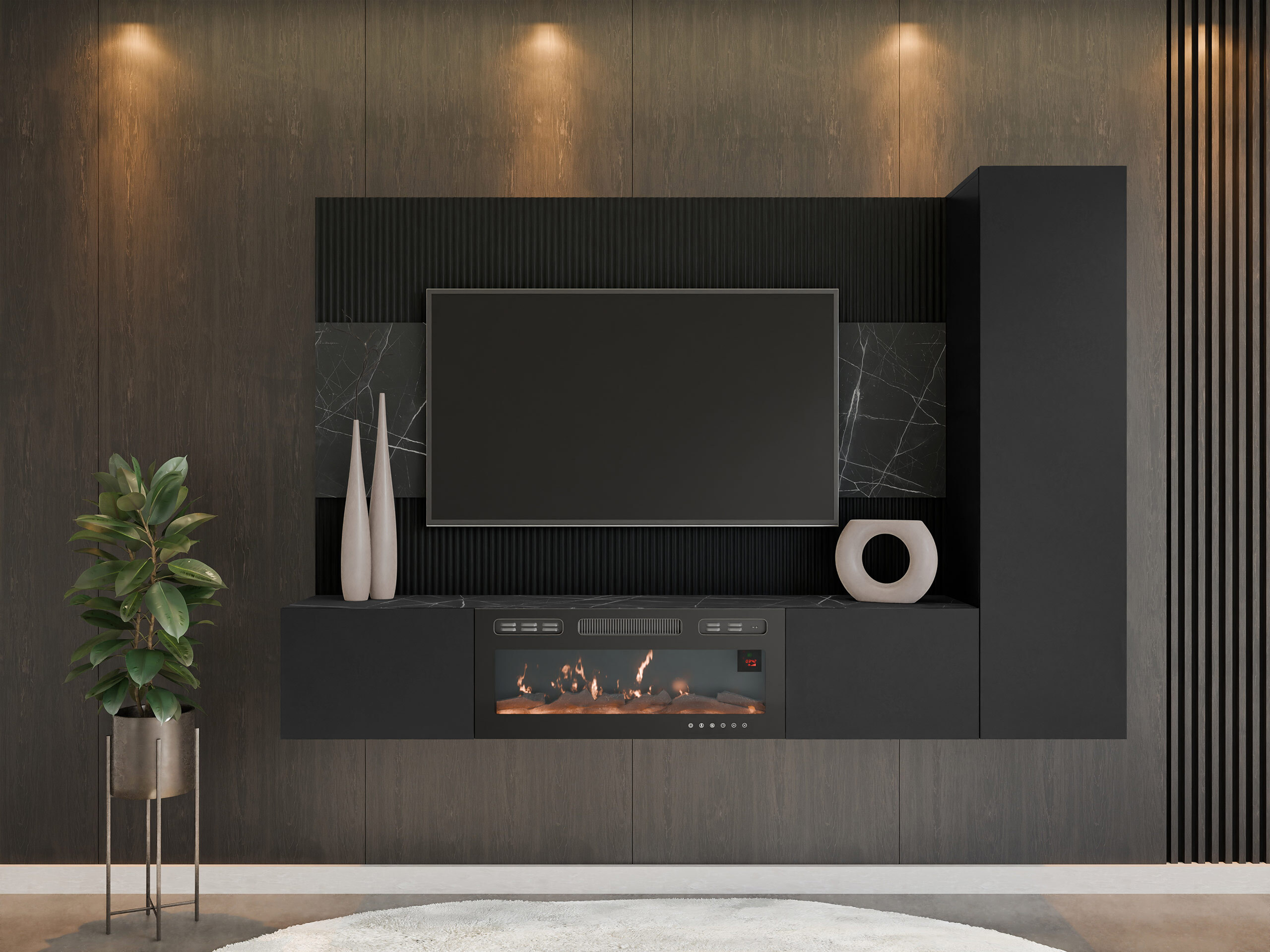 Living room set Comfivo Salix IX (Black + Black marble)