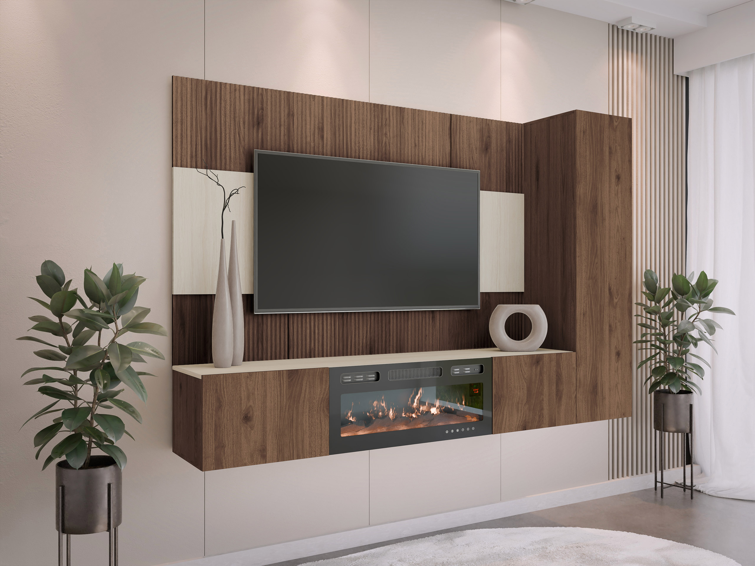 Living room set Comfivo Salix IX (Walnut + Light Travertine)