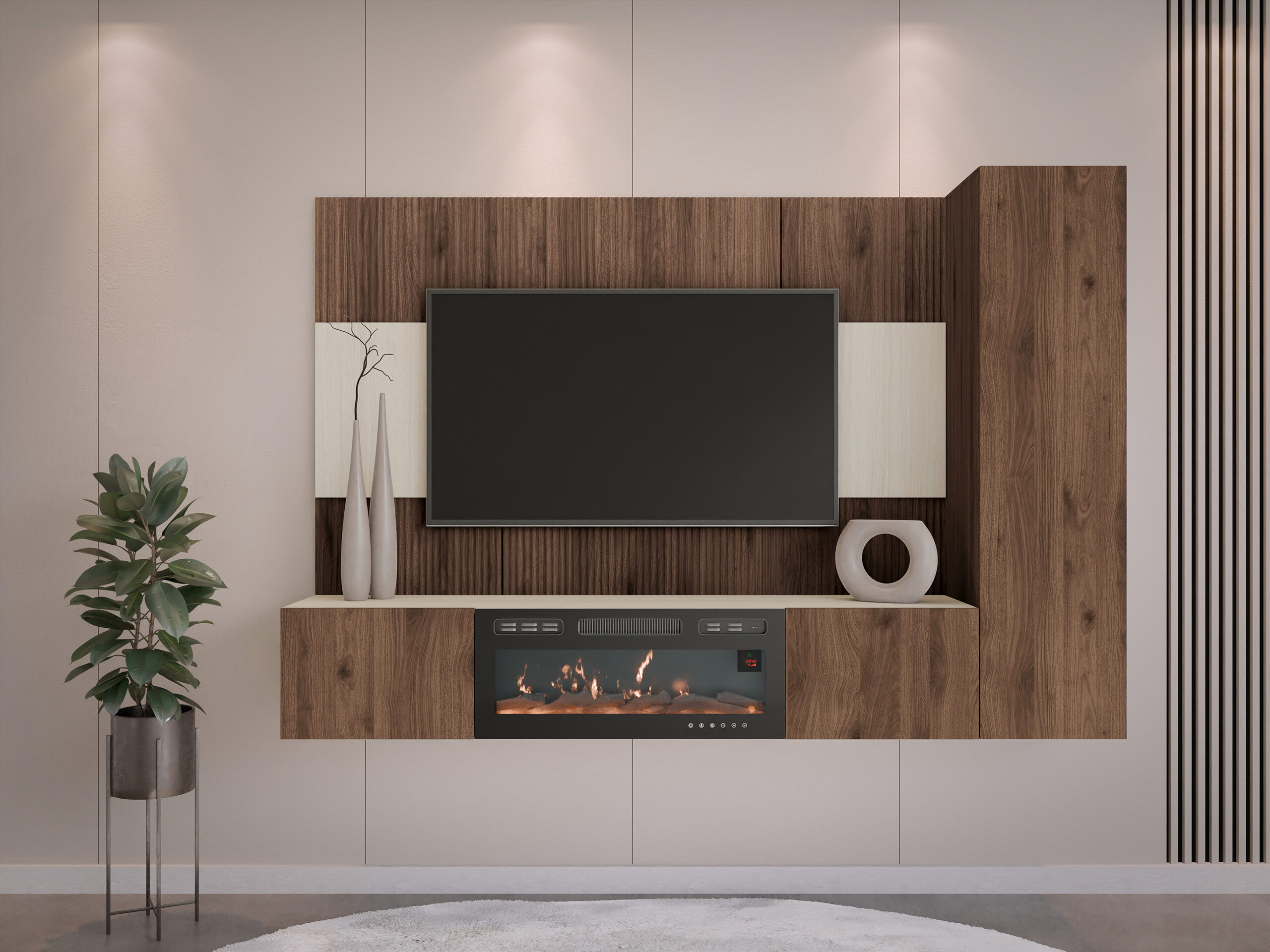 Living room set Comfivo Salix IX (Walnut + Light Travertine)