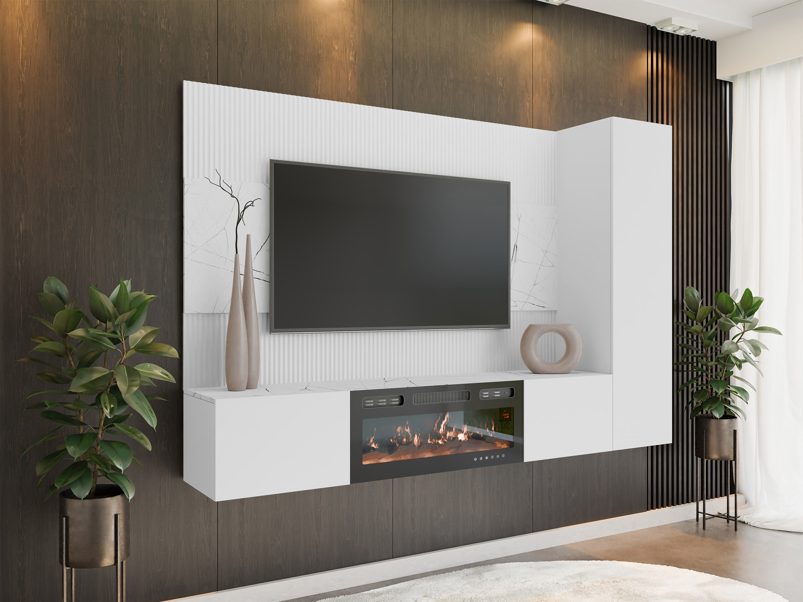 Living room set Comfivo Salix IX (White + White marble)
