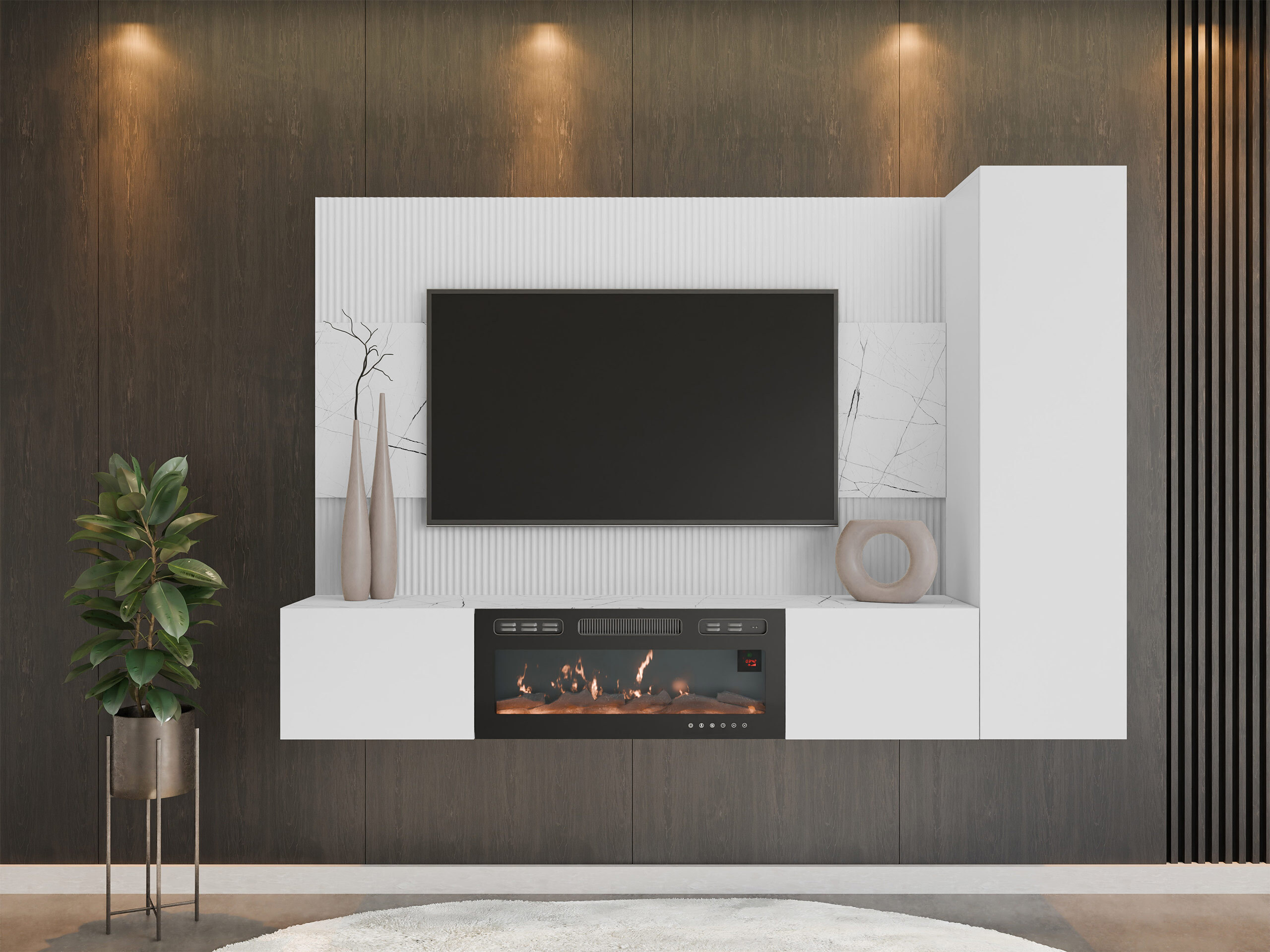 Living room set Comfivo Salix IX (White + White marble)