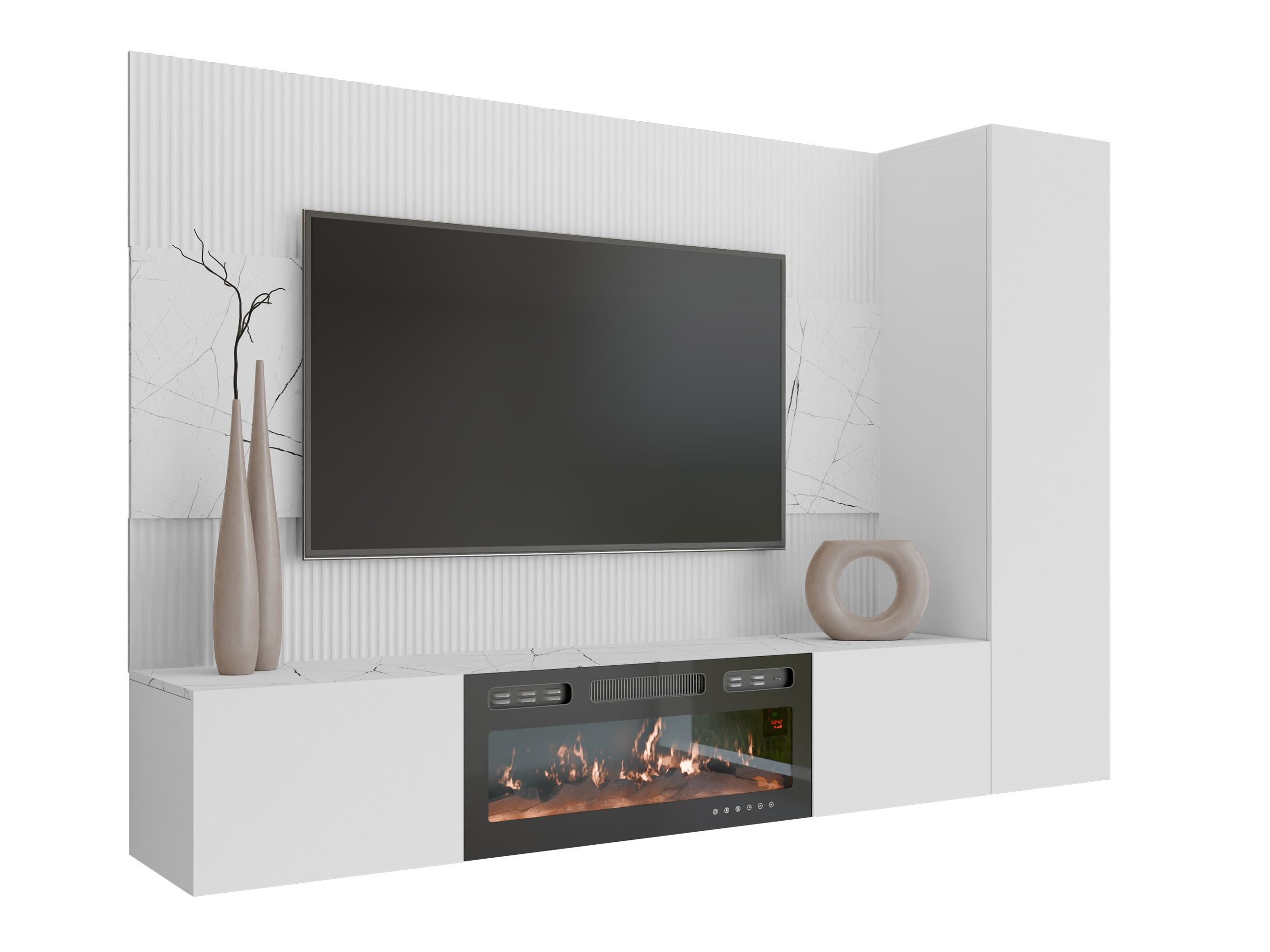 Living room set Comfivo Salix IX (White + White marble)