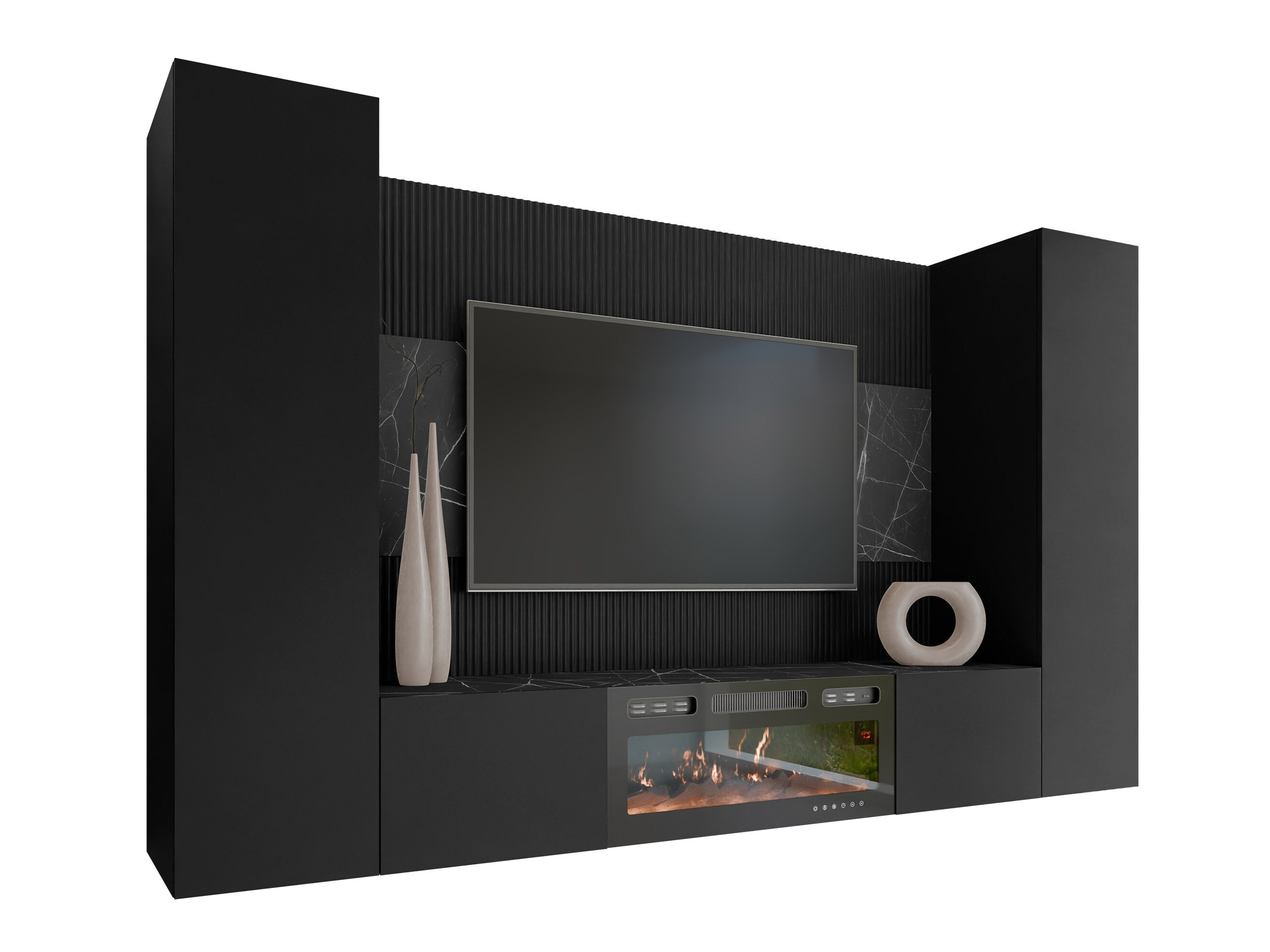Living room set Comfivo Salix VIII (Black + Black marble)