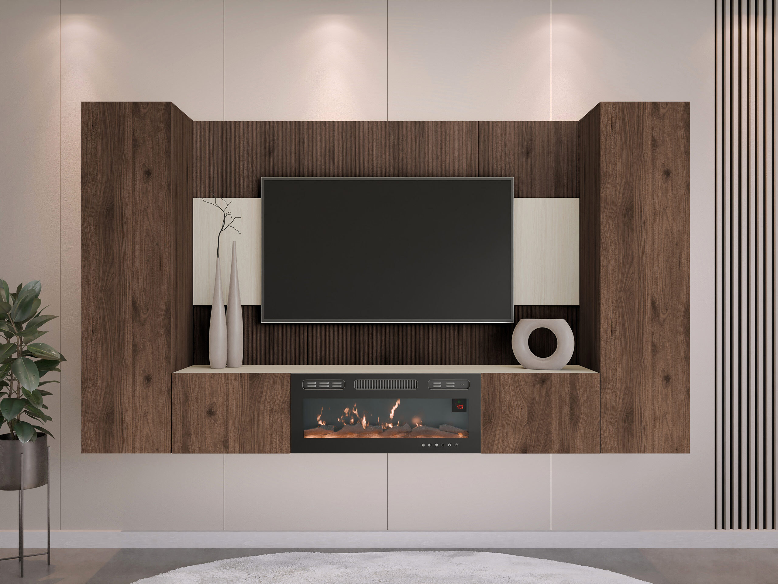 Living room set Comfivo Salix VIII (Walnut + Light Travertine)