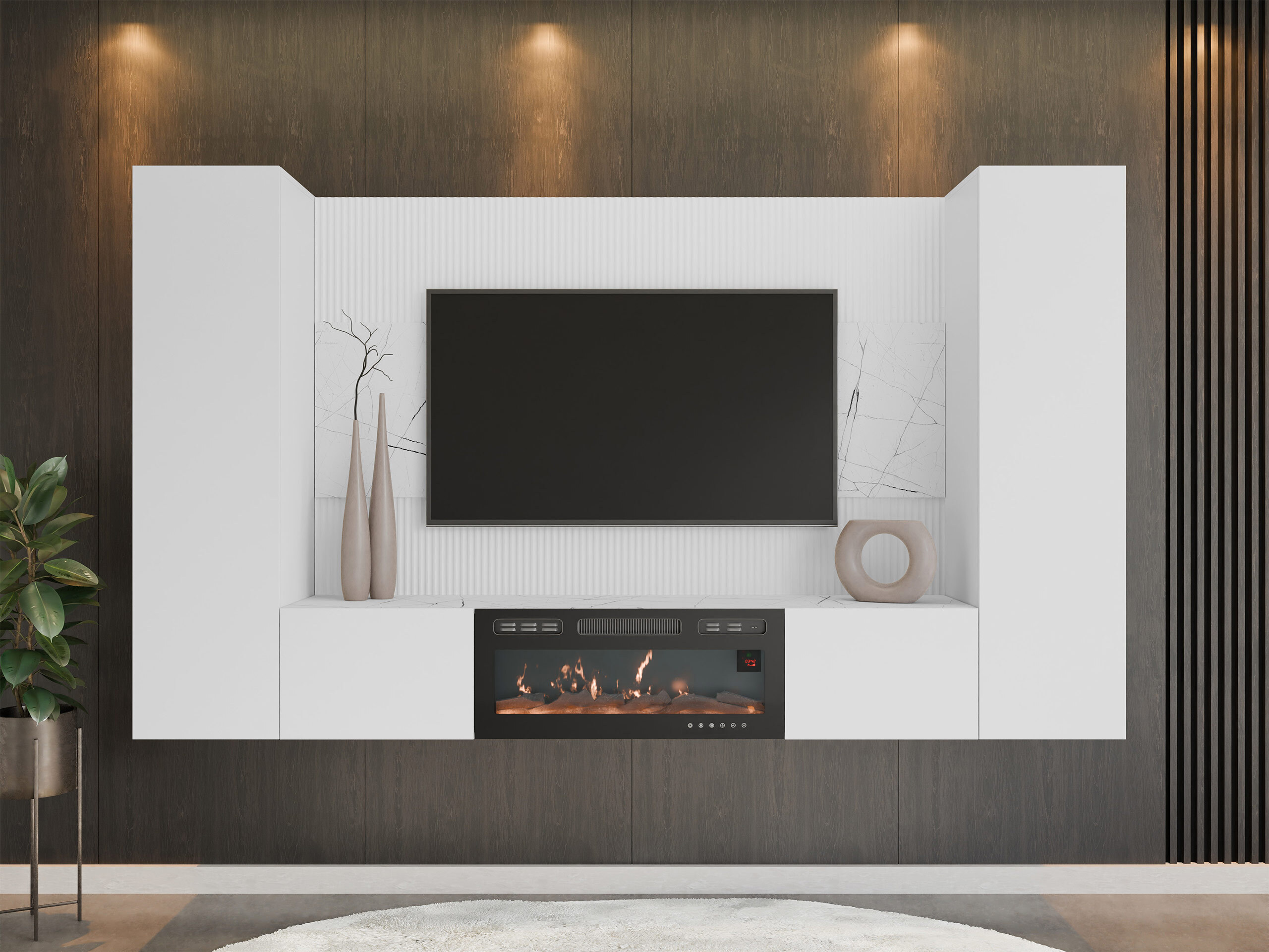 Living room set Comfivo Salix VIII (White + White marble)