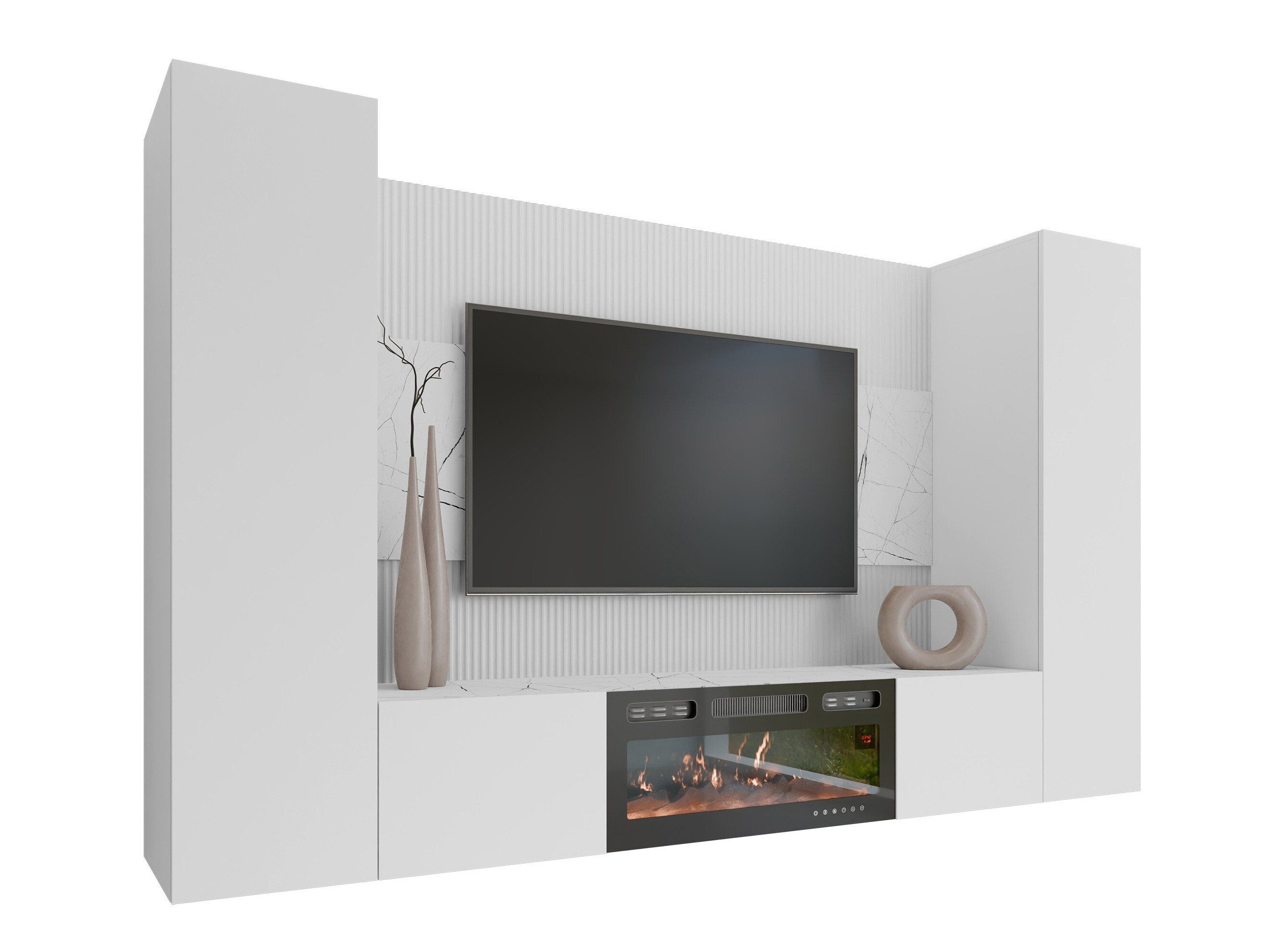 Living room set Comfivo Salix VIII (White + White marble)