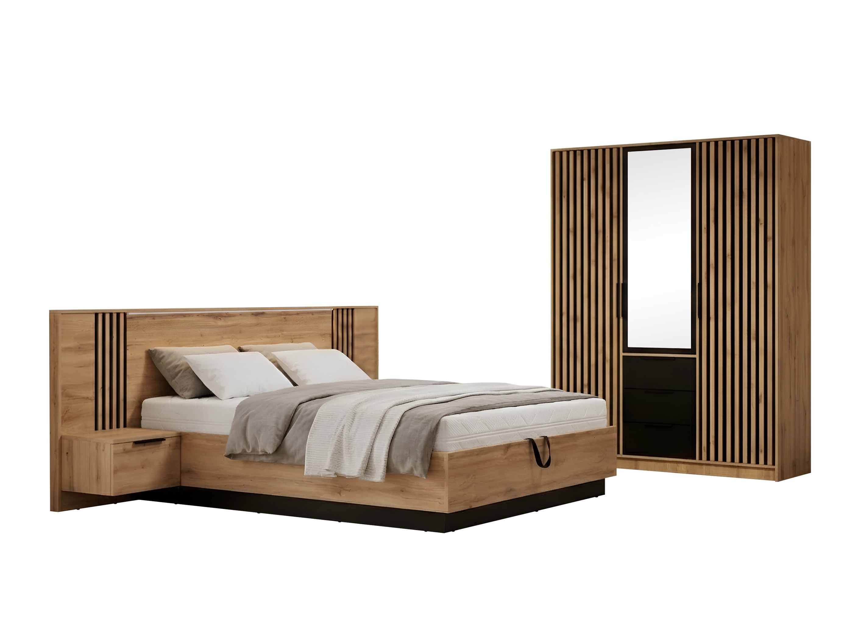 Bedroom set Collis (Wotan Oak + Black)