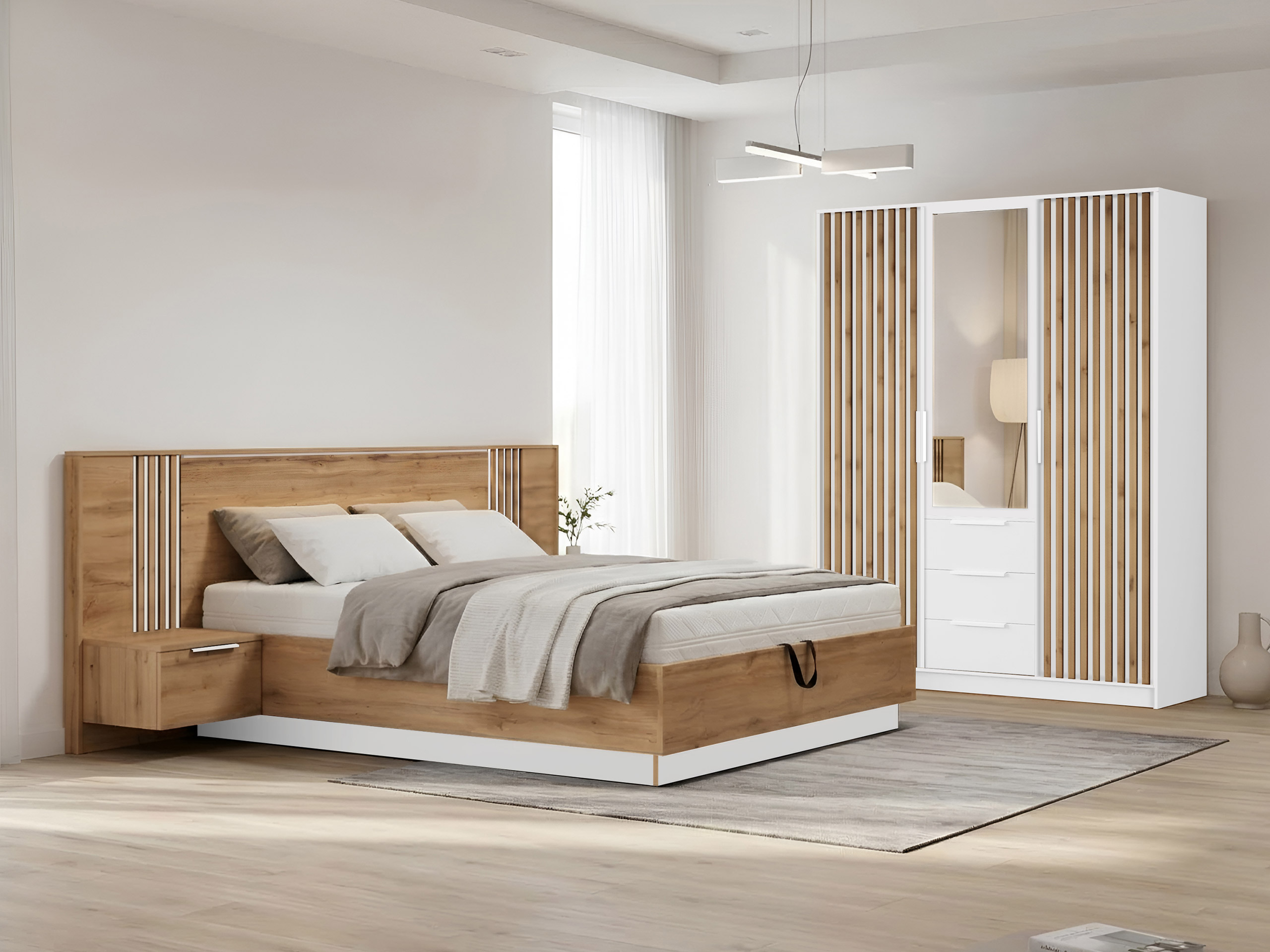 Bedroom set Collis (Wotan Oak + White)
