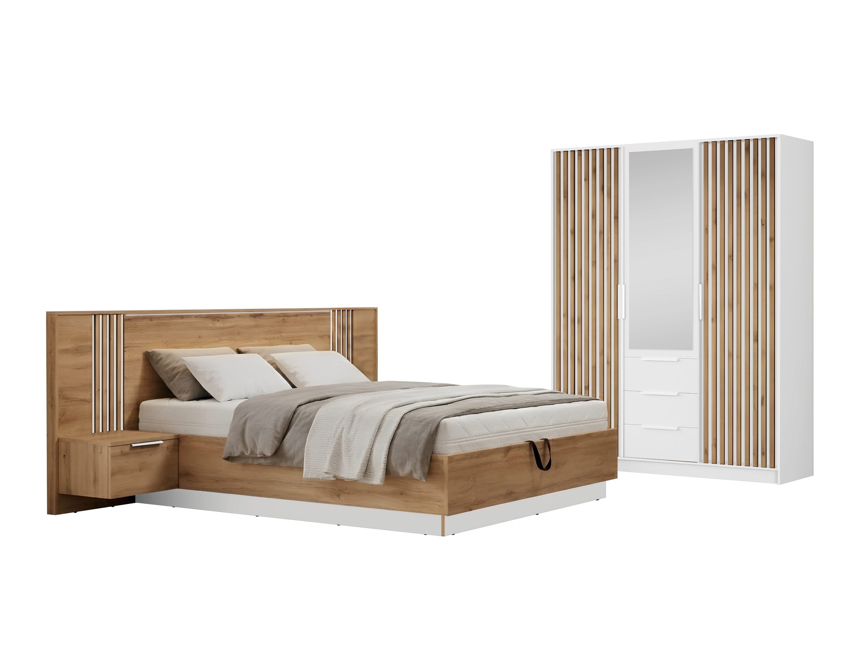 Bedroom set Collis (Wotan Oak + White)