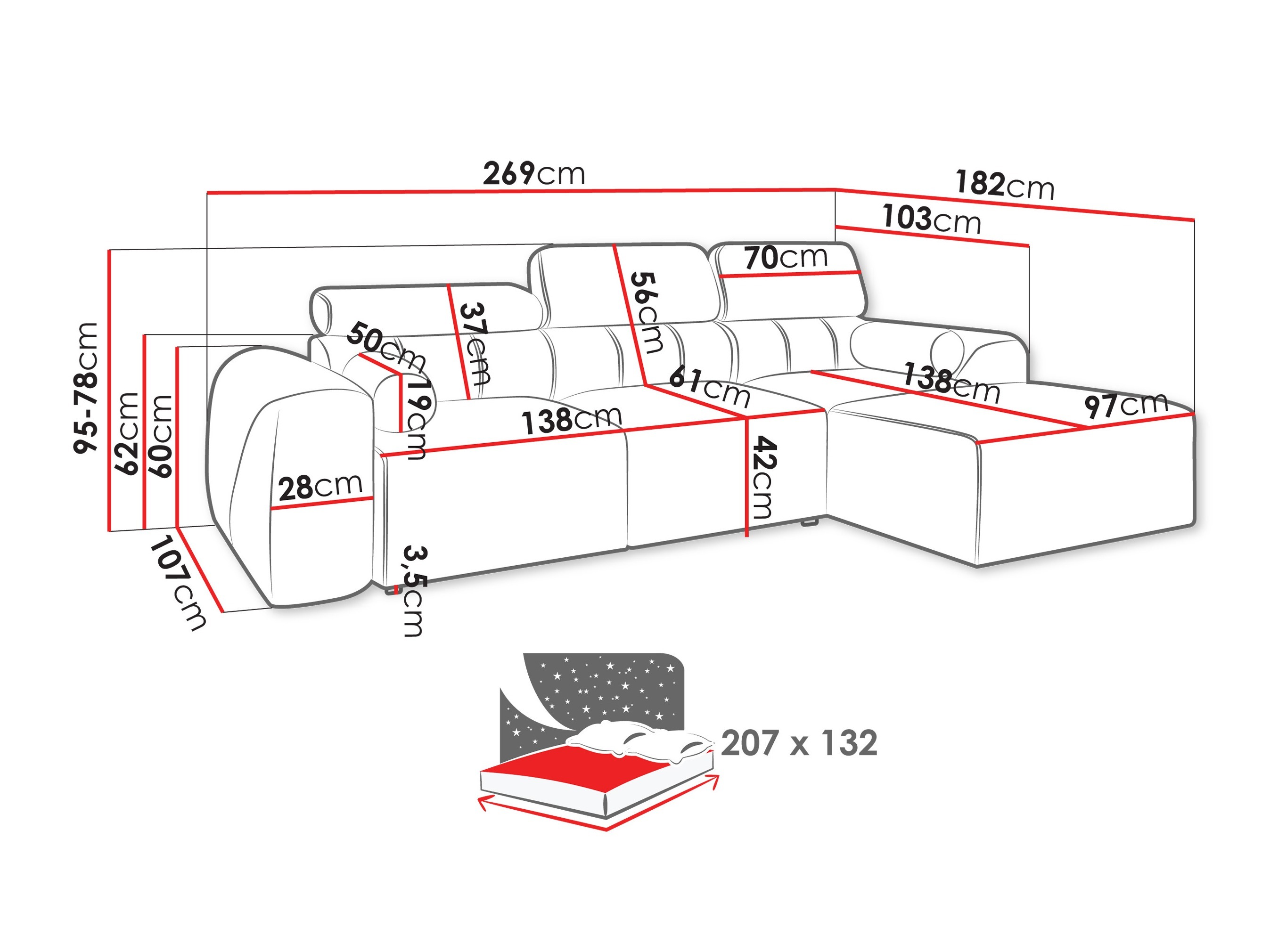 Corner sofa Sarasota 204 (Velo 623)