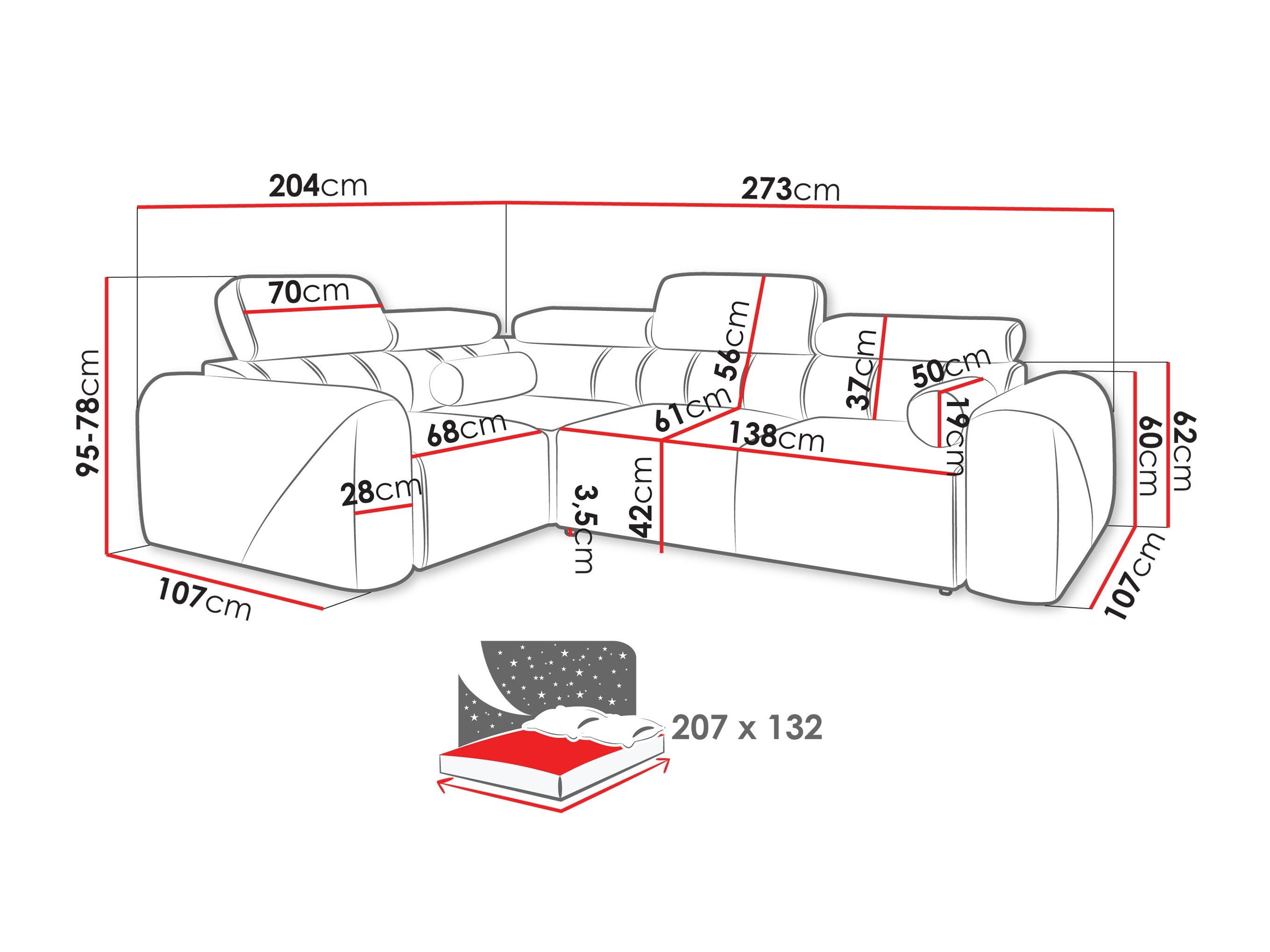 Corner sofa Sarasota 205 (Velo 635)