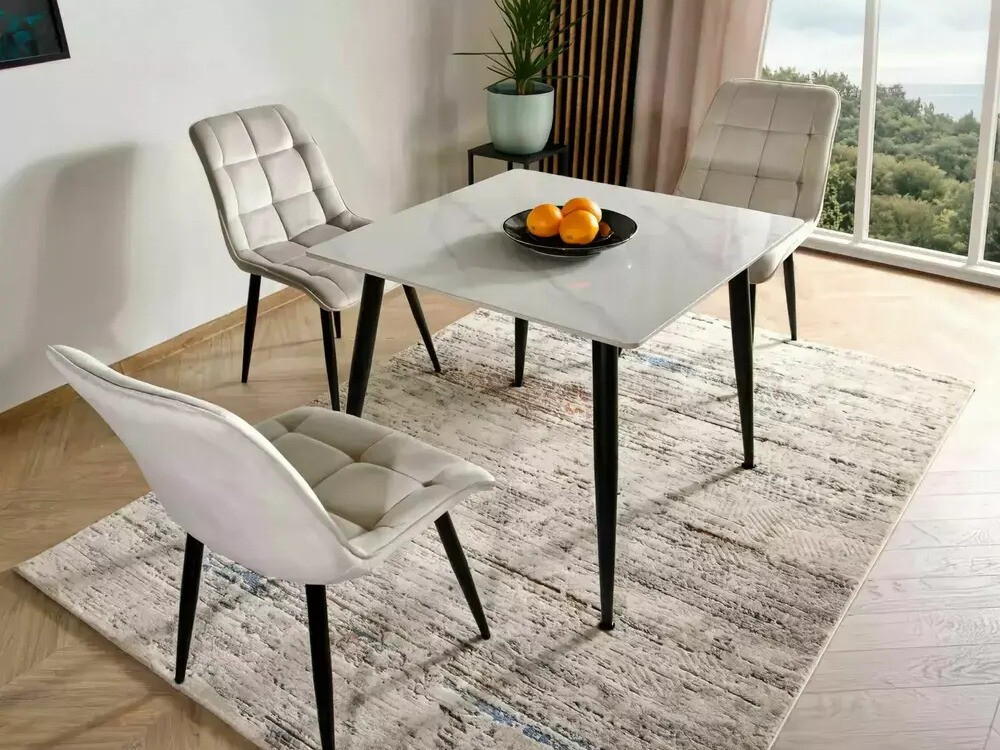Table Detroit 876 (White marble + Black)