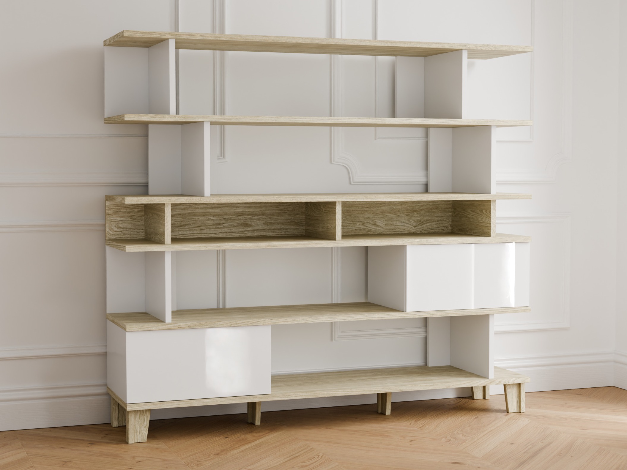 Bookcase Evarveru 104 (Glossy white)