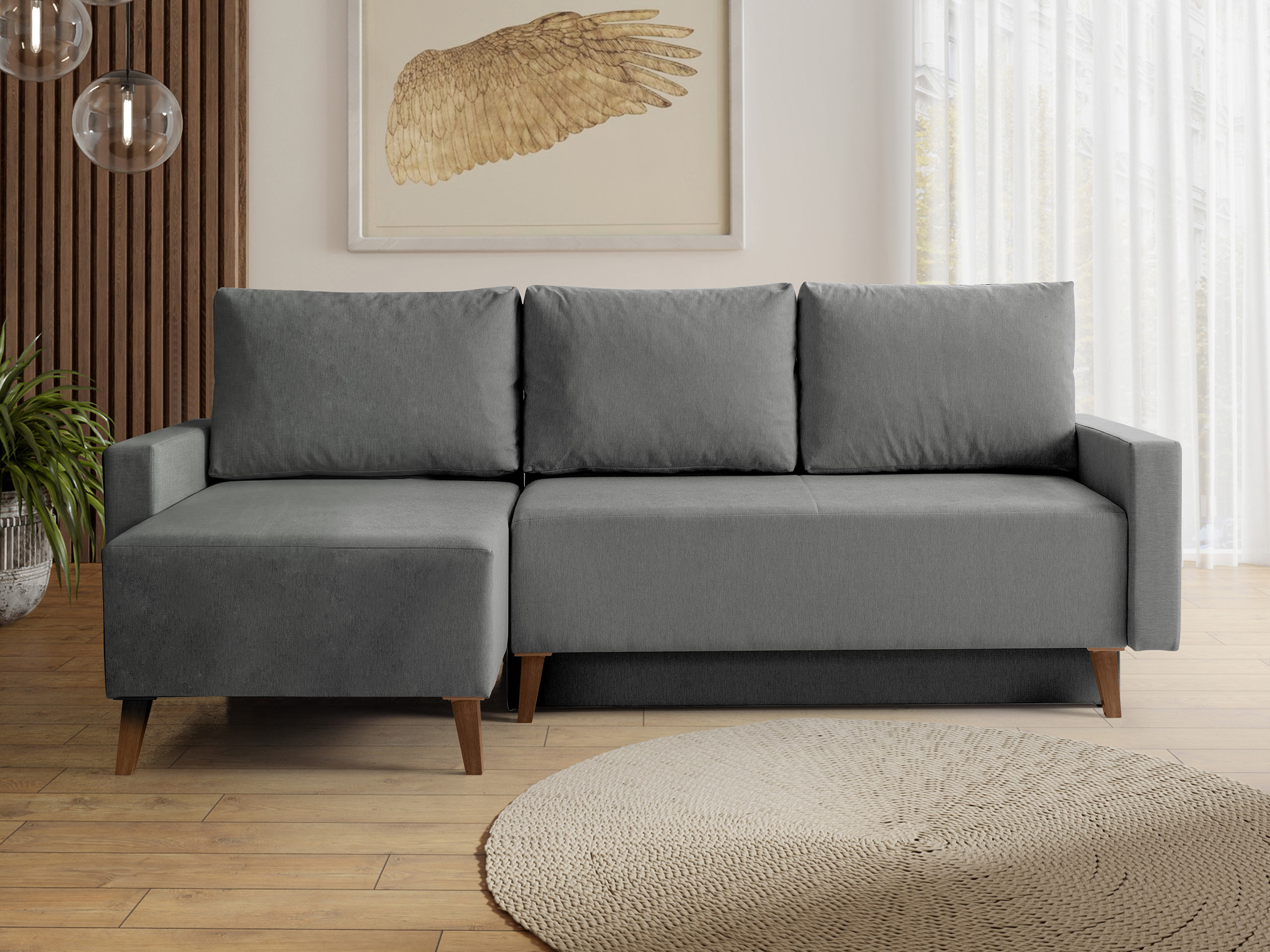 Corner sofa Delbene 130 (Verita 88 + Dark San Remo oak)