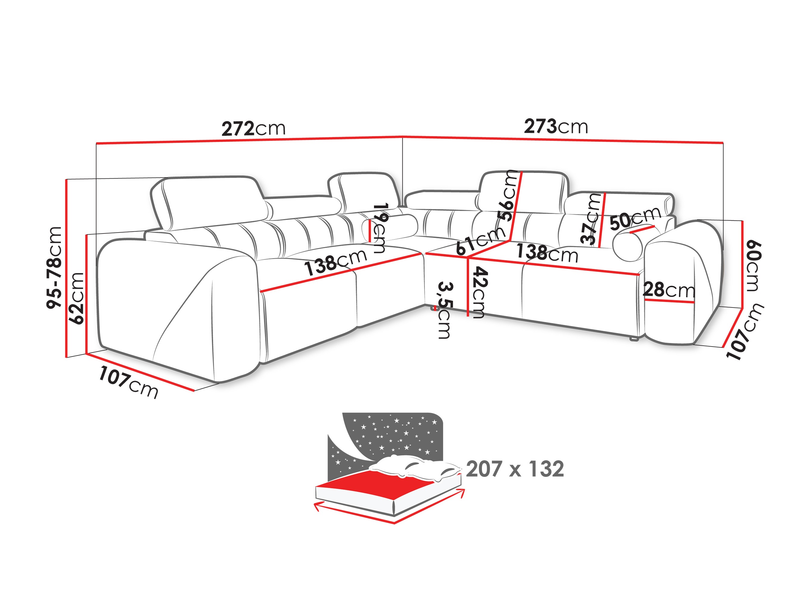 Corner sofa Sarasota 206 (Velo 621)