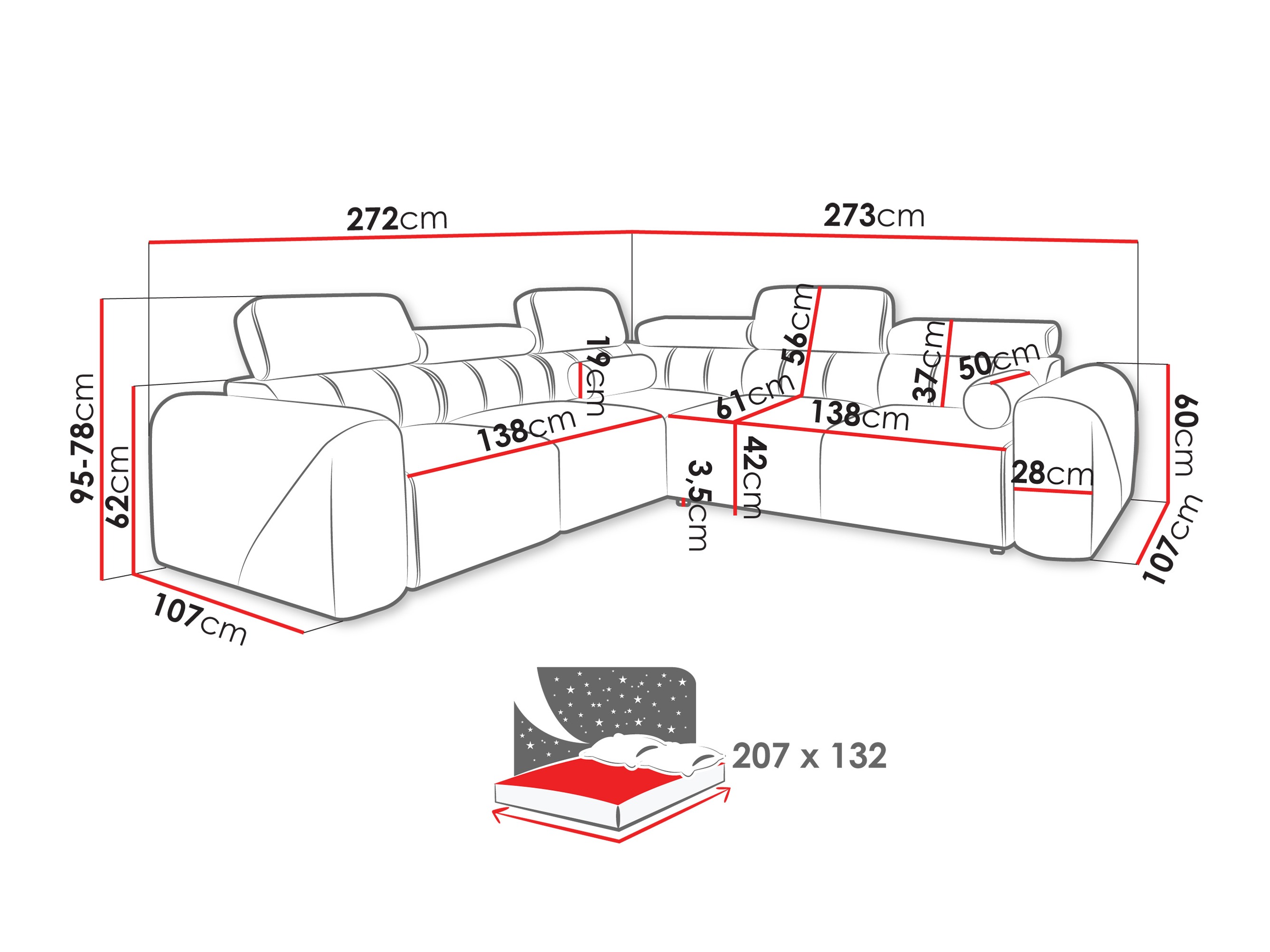 Corner sofa Sarasota 206 (Velo 623)