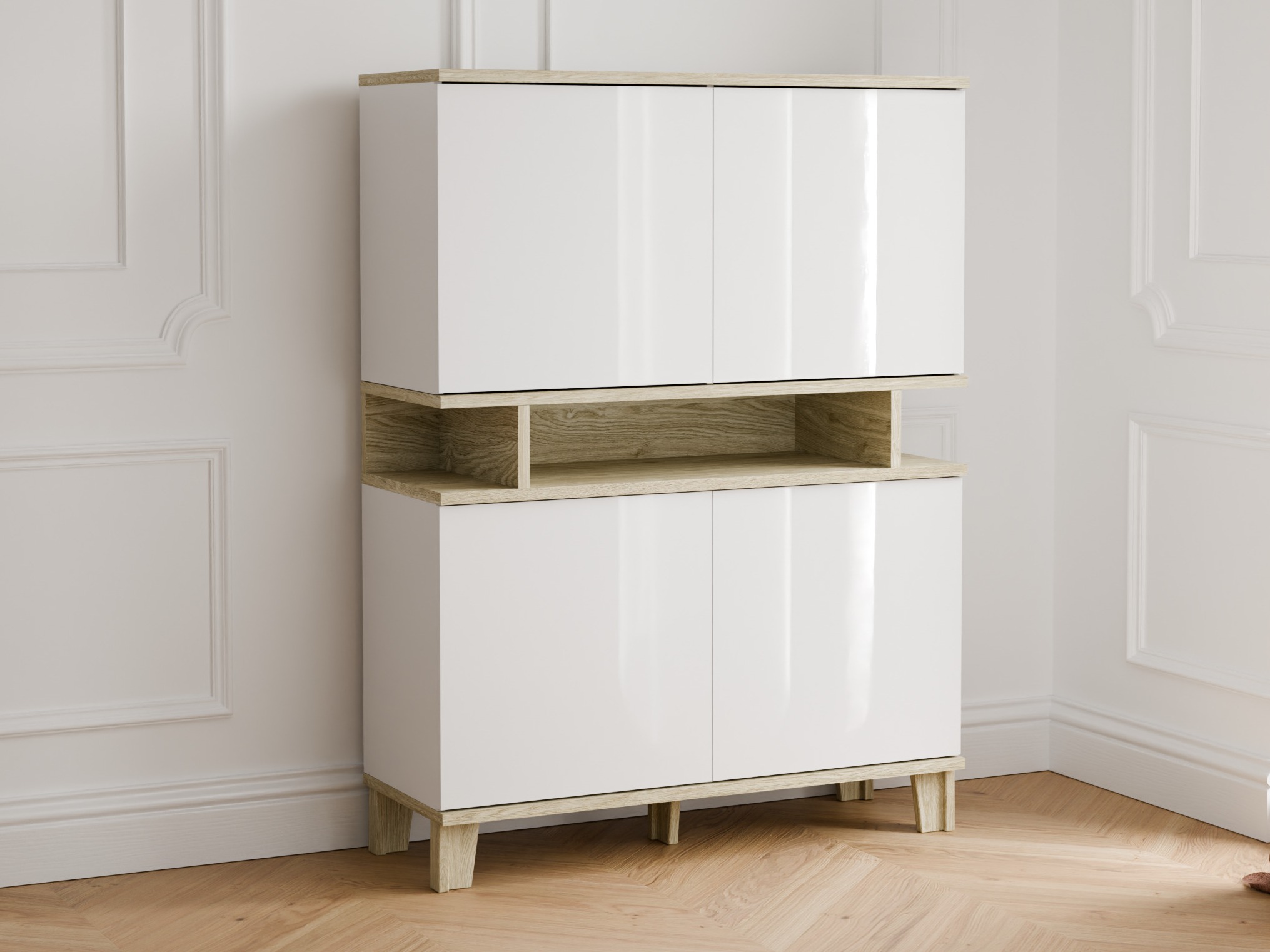 Bookcase Evarveru 106 (Glossy white)
