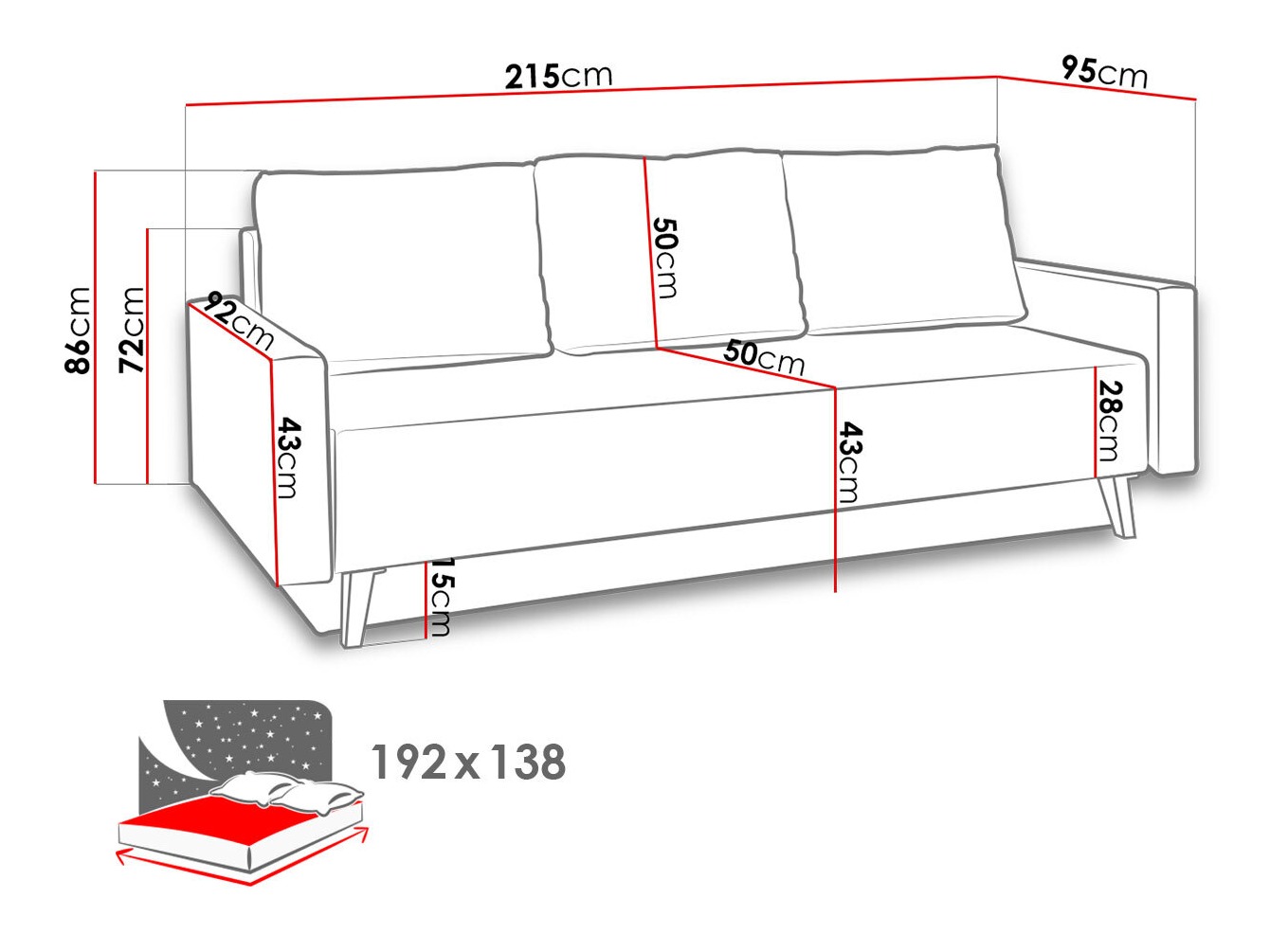 Sofa bed Delbene 128