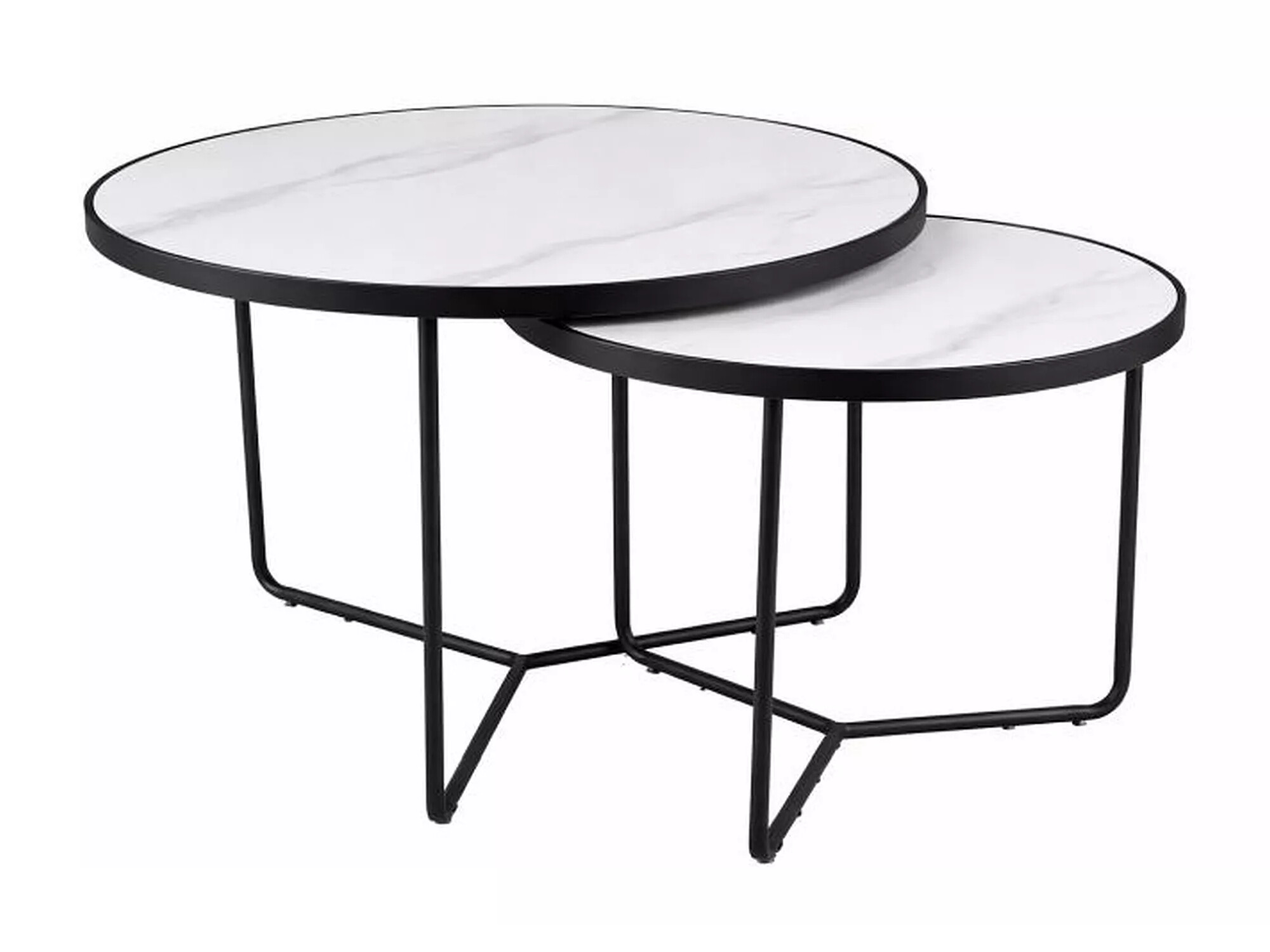Nest of coffee tables Detroit 252 (White marble + Black)