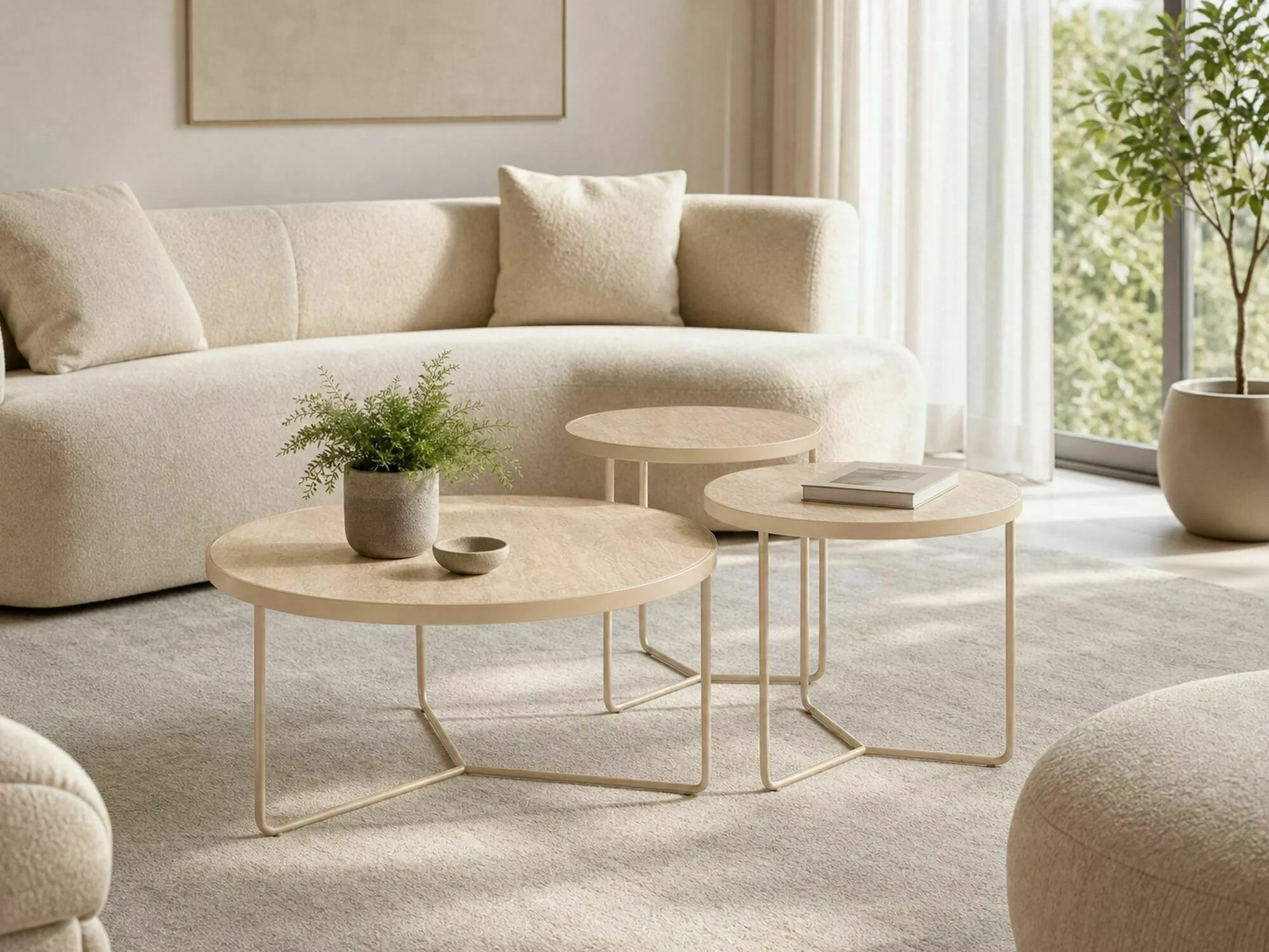 Nest of coffee tables Detroit 570 (Light travertine + Cashmere)