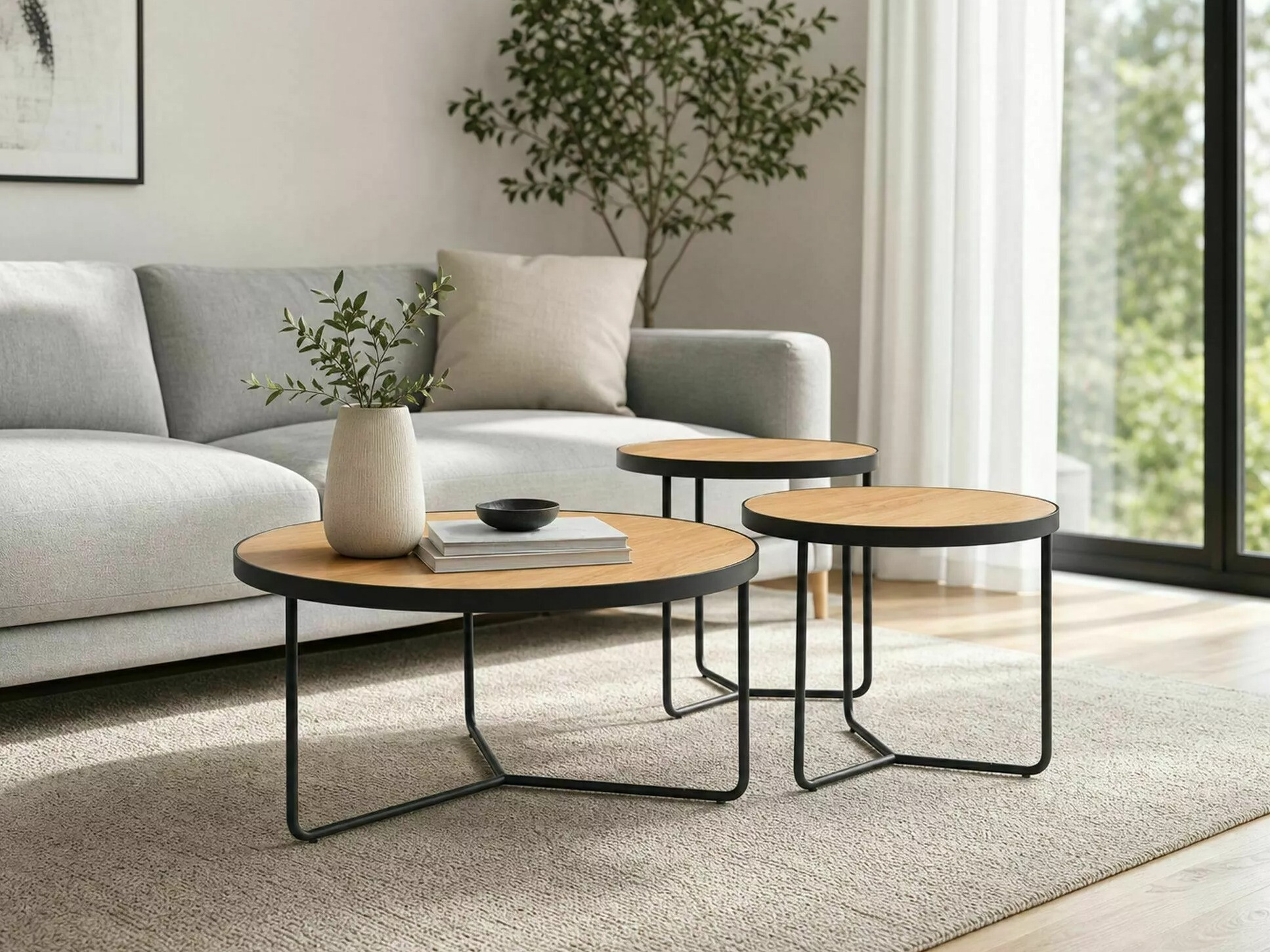 Nest of coffee tables Detroit 570 (Oak + Black)