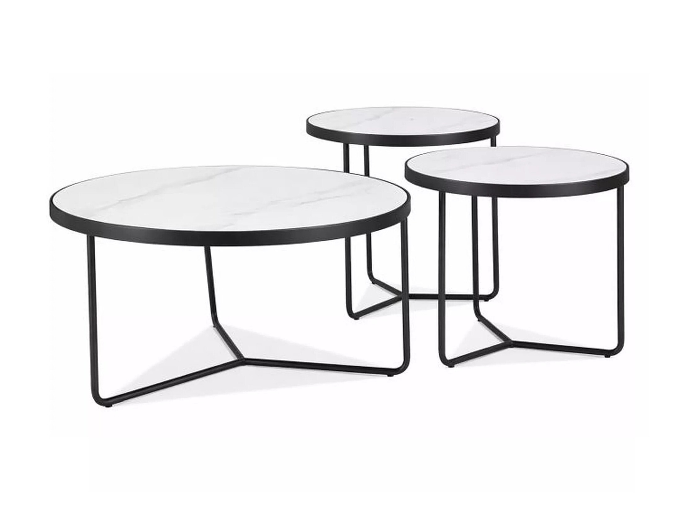 Nest of coffee tables Detroit 570 (White marble + Black)