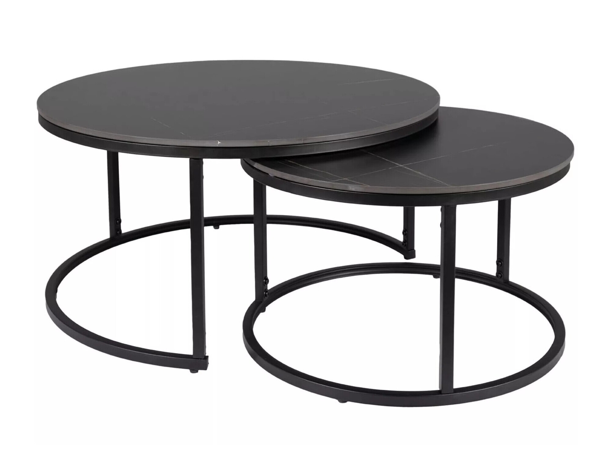 Nest of coffee tables Detroit 607 (Black marble + Black)