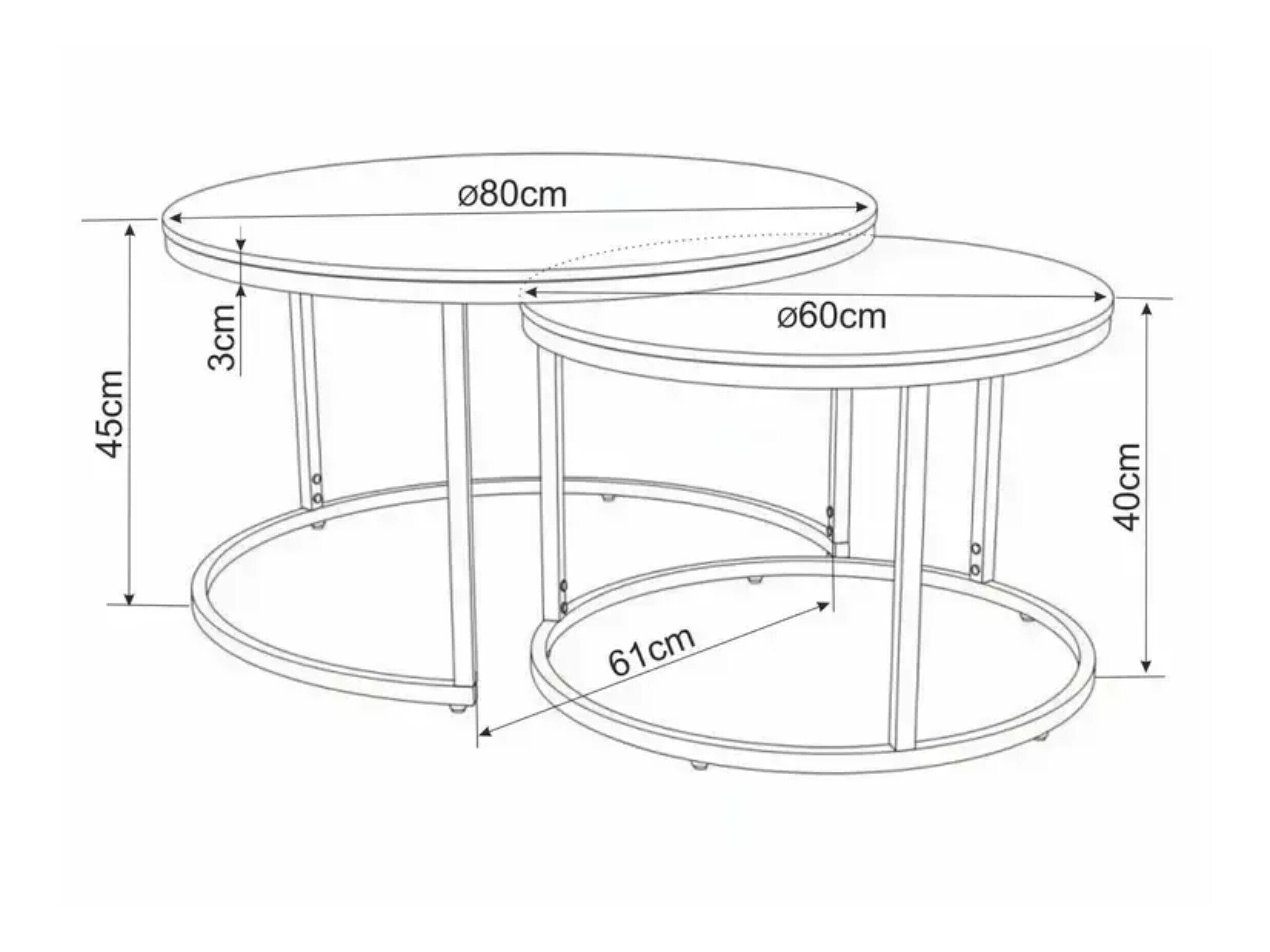 Nest of coffee tables Detroit 607 (Light travertine + Cashmere)